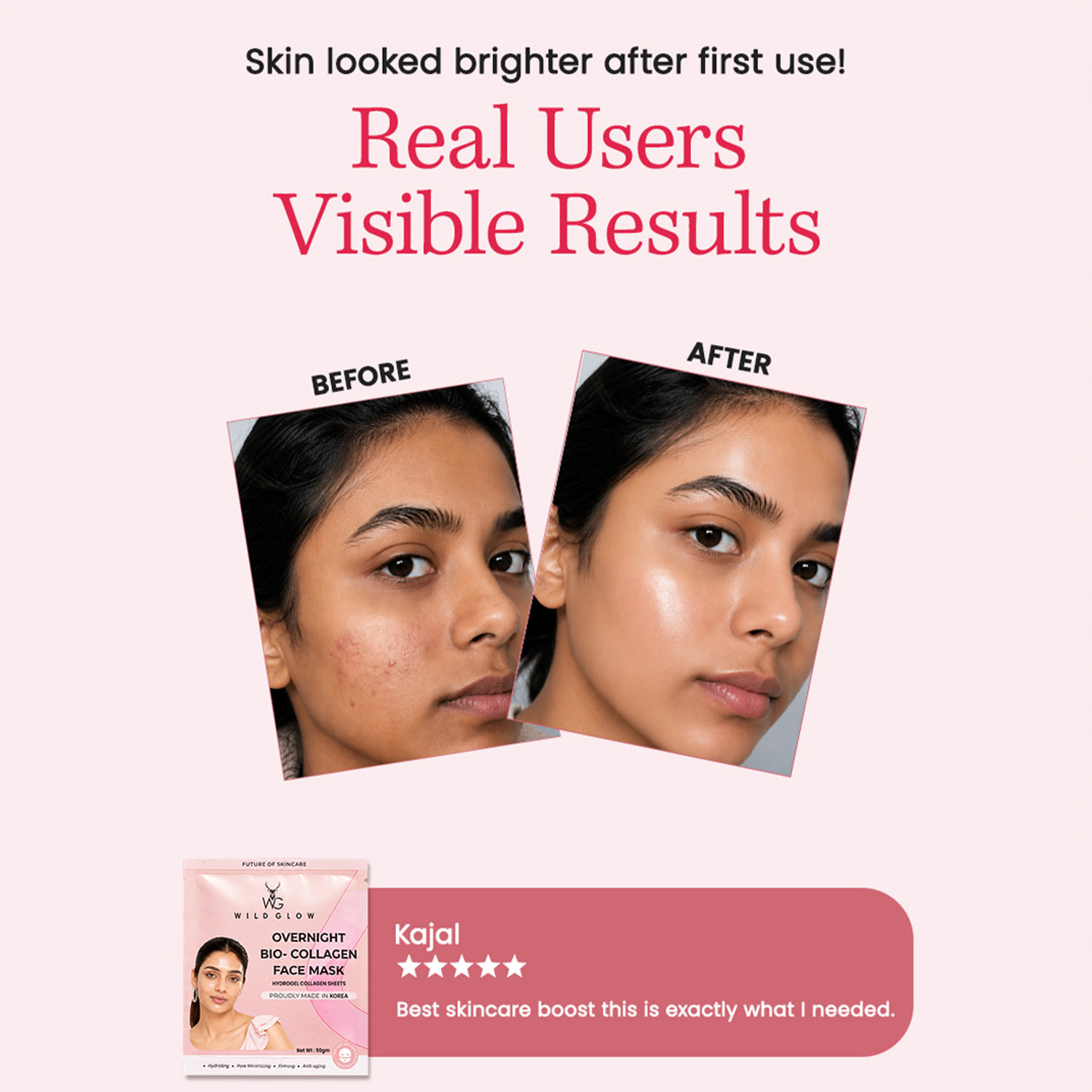 Image of WILDGLOW Korean Glass Skin Bio-Collagen Overnight Face Mask Pack of 1