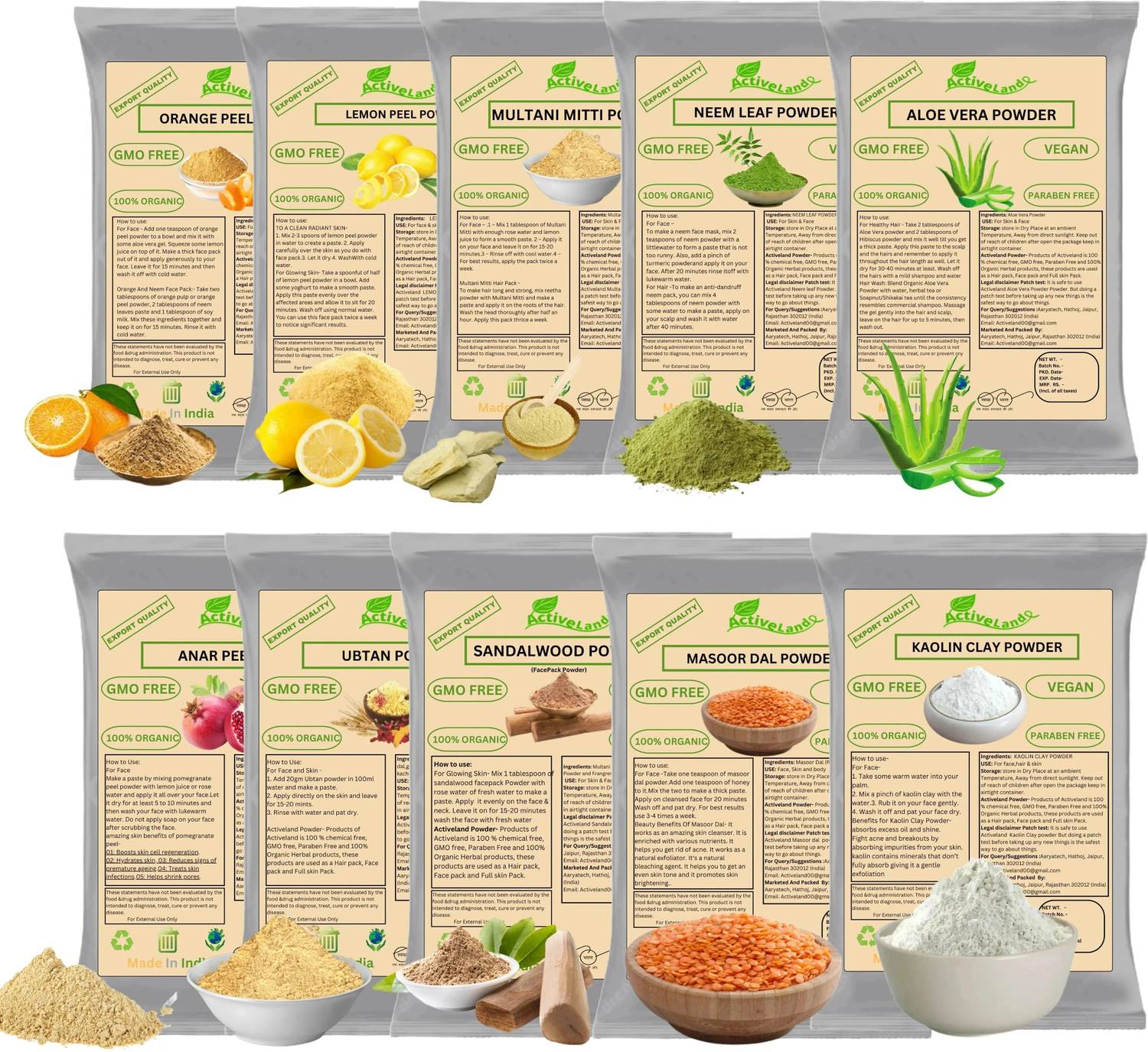 Activeland Glowing skin face pack ( pack of 10 ) 40gm each