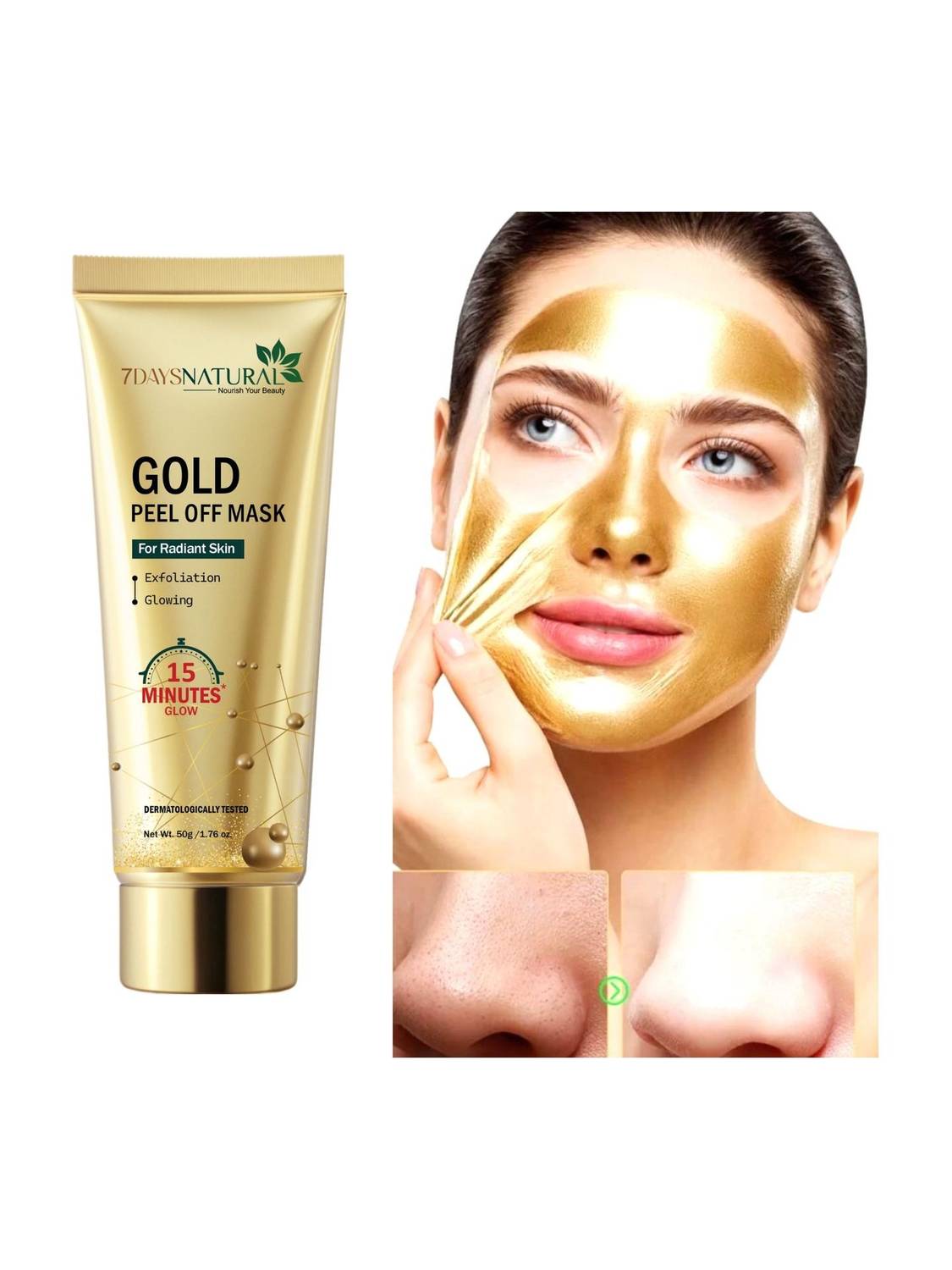 7days natural Gold Peel Of Mask, Removes Blackheads, Brightening & Whitening Glowing For Women