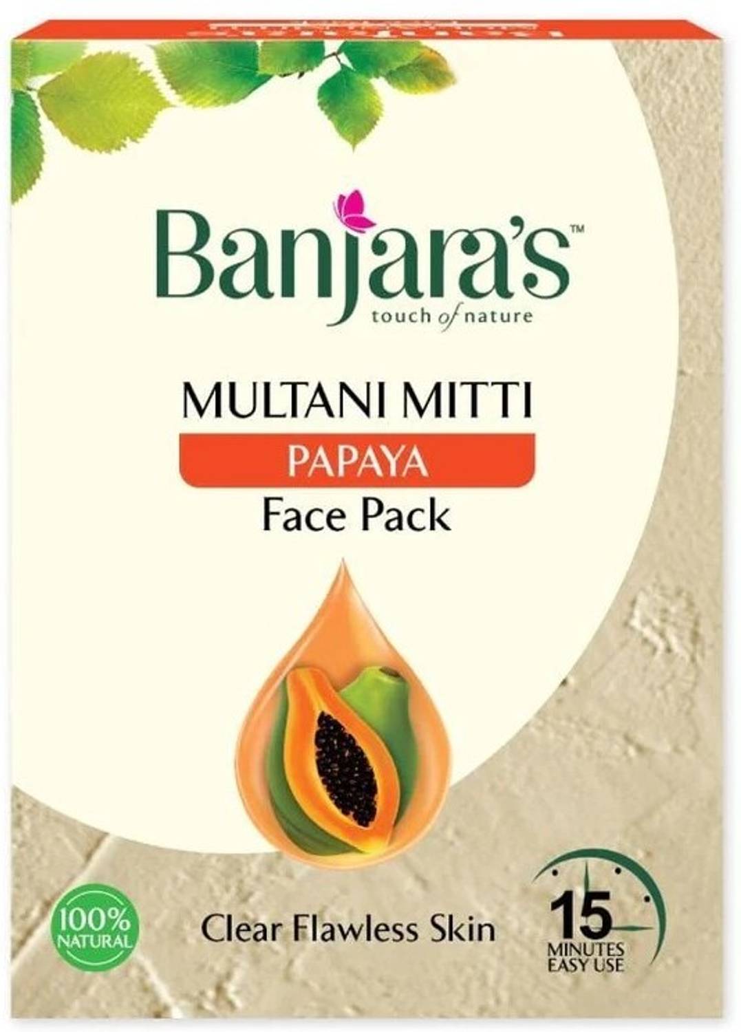 Banjaras Multani Mitti + Papaya Face Pack Powder