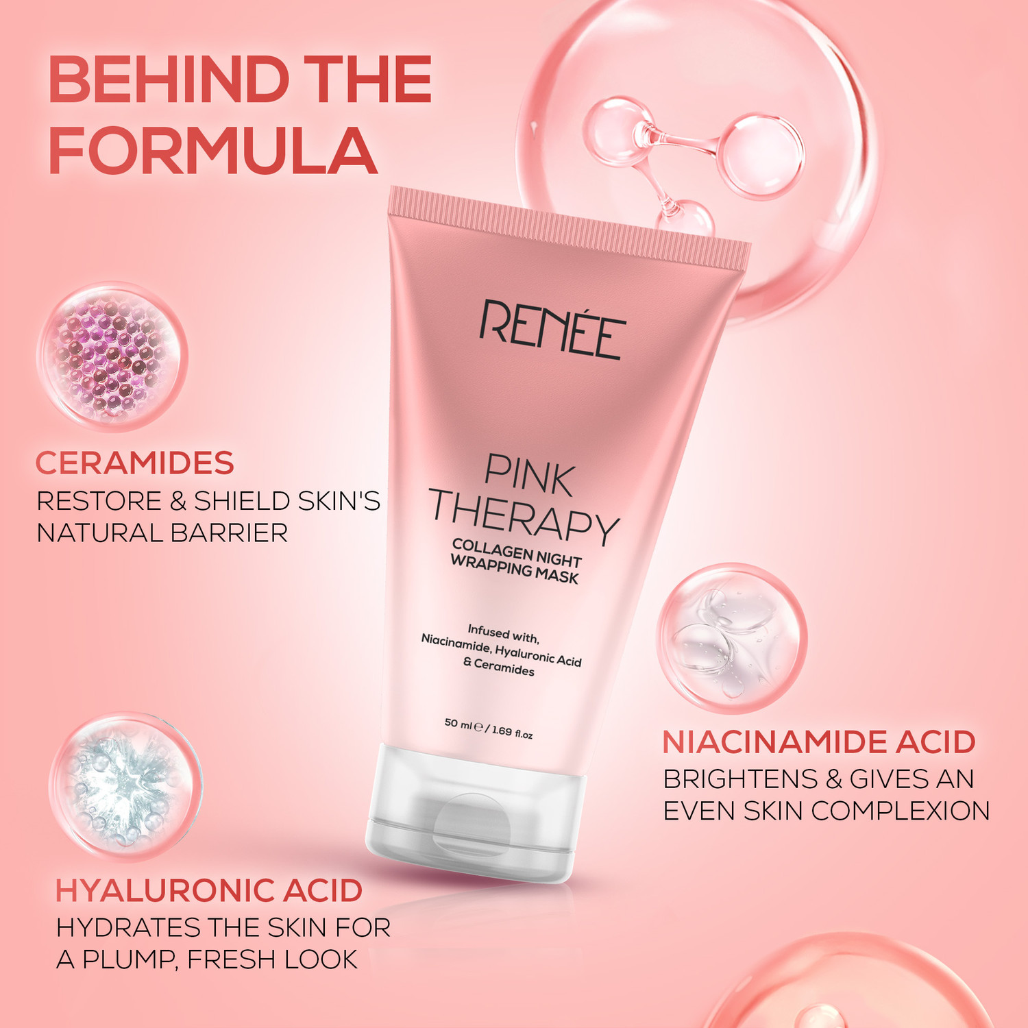 Image of Renee Pink Therapy Collagen Night Wrapping Face Mask, Hydrates, Repairs Improves Skin