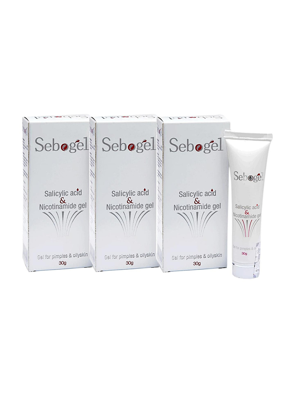 Image of Sebogel Salicylic Acid & Niacinamide Gel for Pimples & Oily Acne-Prone Skin|Paraben Free (PACK OF 3)