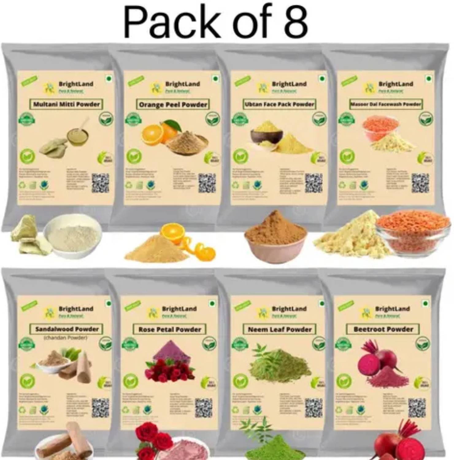 Brightland Combo of Glowing skin & pimples pack of 8 50gm Each