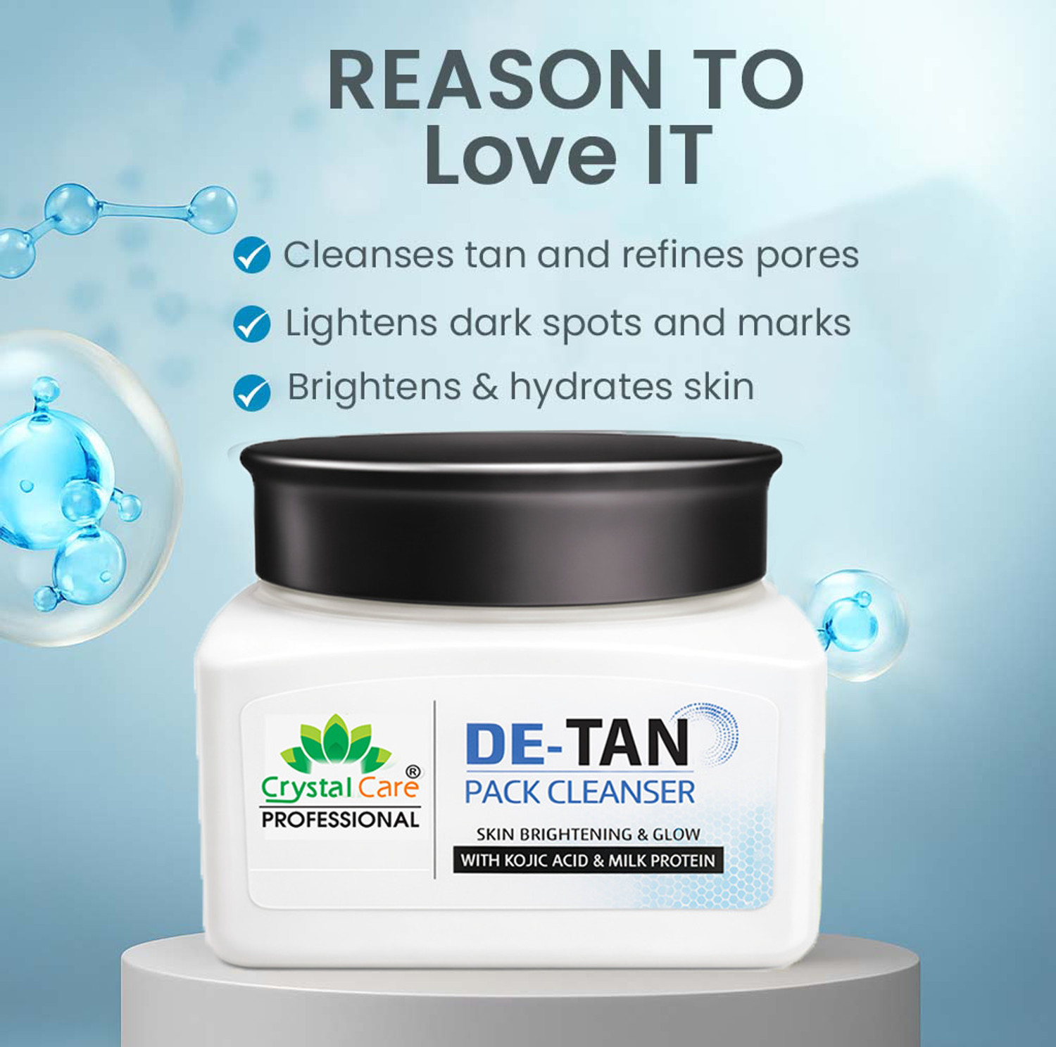 Image of Crystal Care De-Tan Pack Cleanser with Kojic Acid and Milk for Radiant Skin