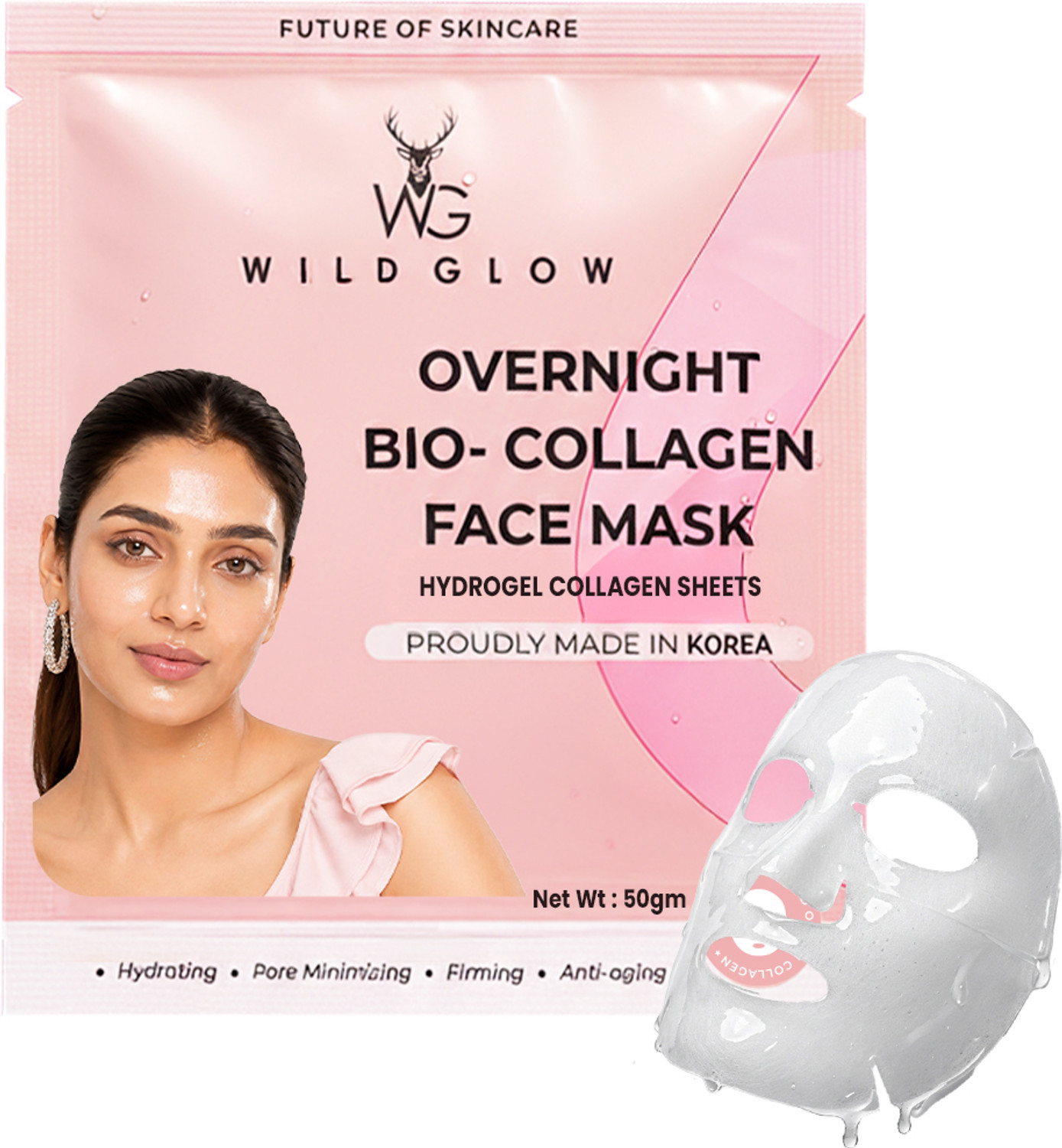 Image of WILDGLOW Korean Glass Skin Bio-Collagen Overnight Face Mask Pack of 1