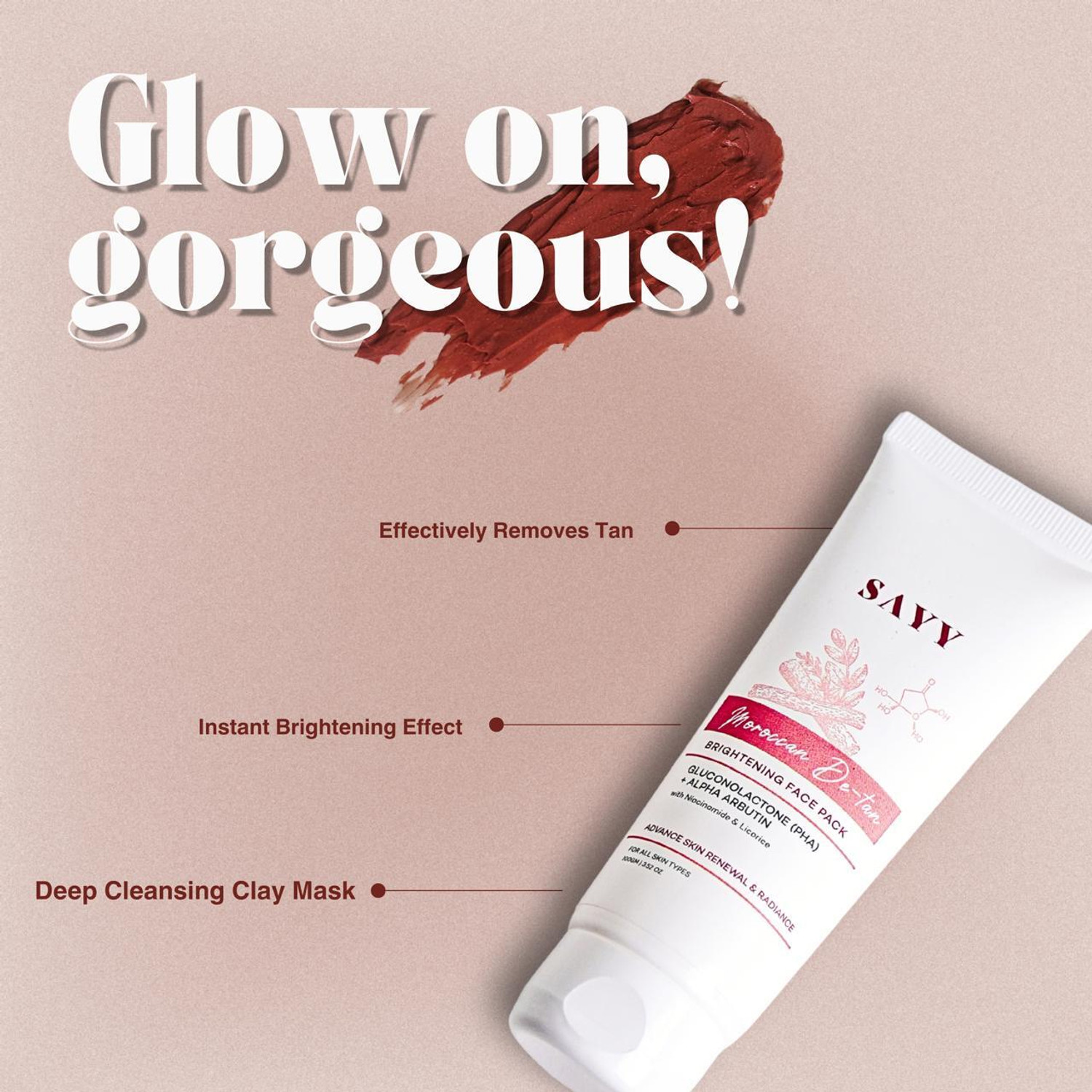 Image of SAYY Moroccan De-tan Brightening face pack for Advance Skin Renewal & Radiance