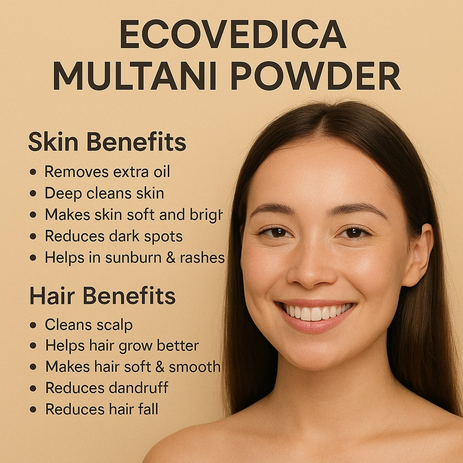 Image of Ecovedica 100 % Pure Multani Mitti / Earth Clay (500 g) Fuller's Earth Face Pack