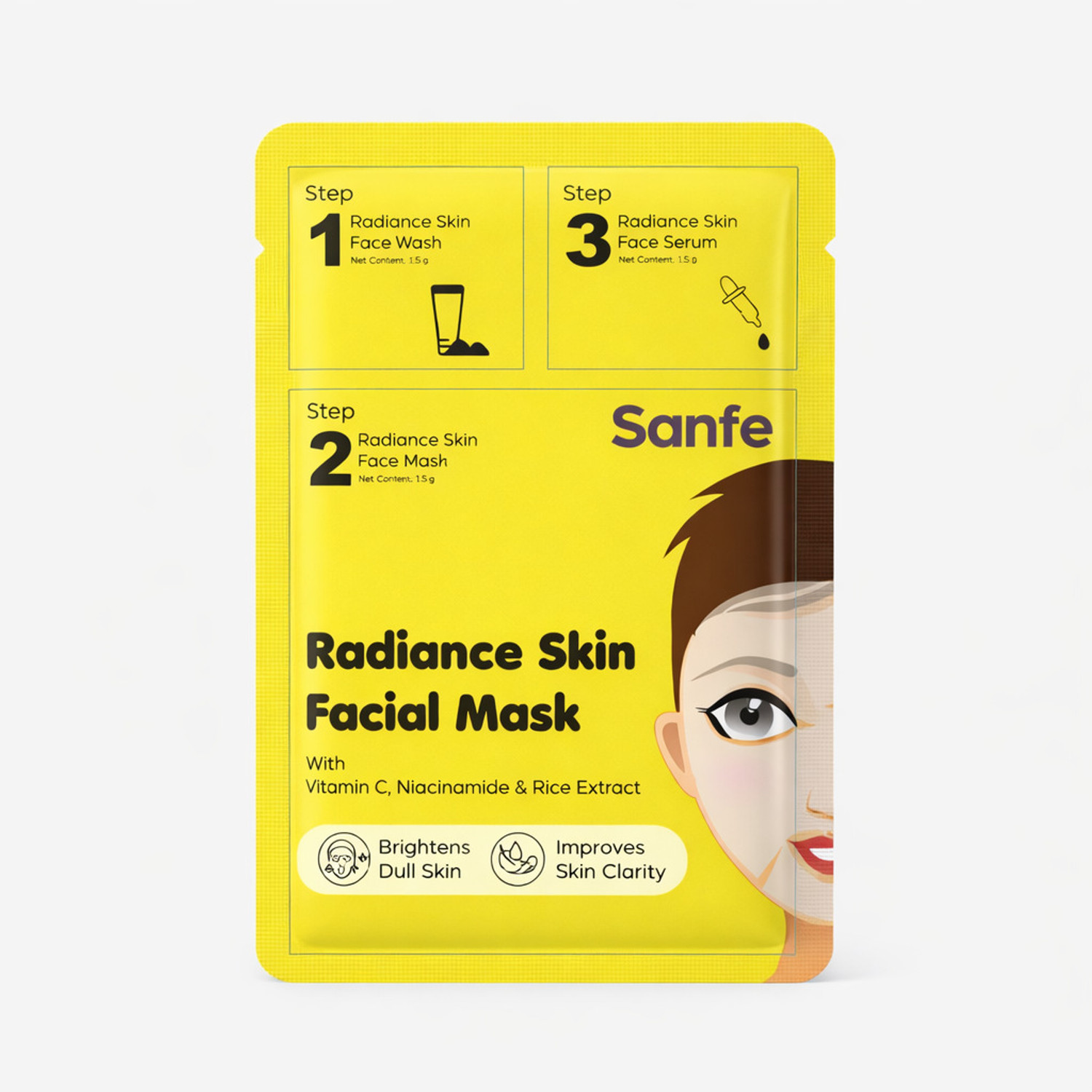 Image of Sanfe Radiant Skin Facial Mask | 3-Step Facial Mask