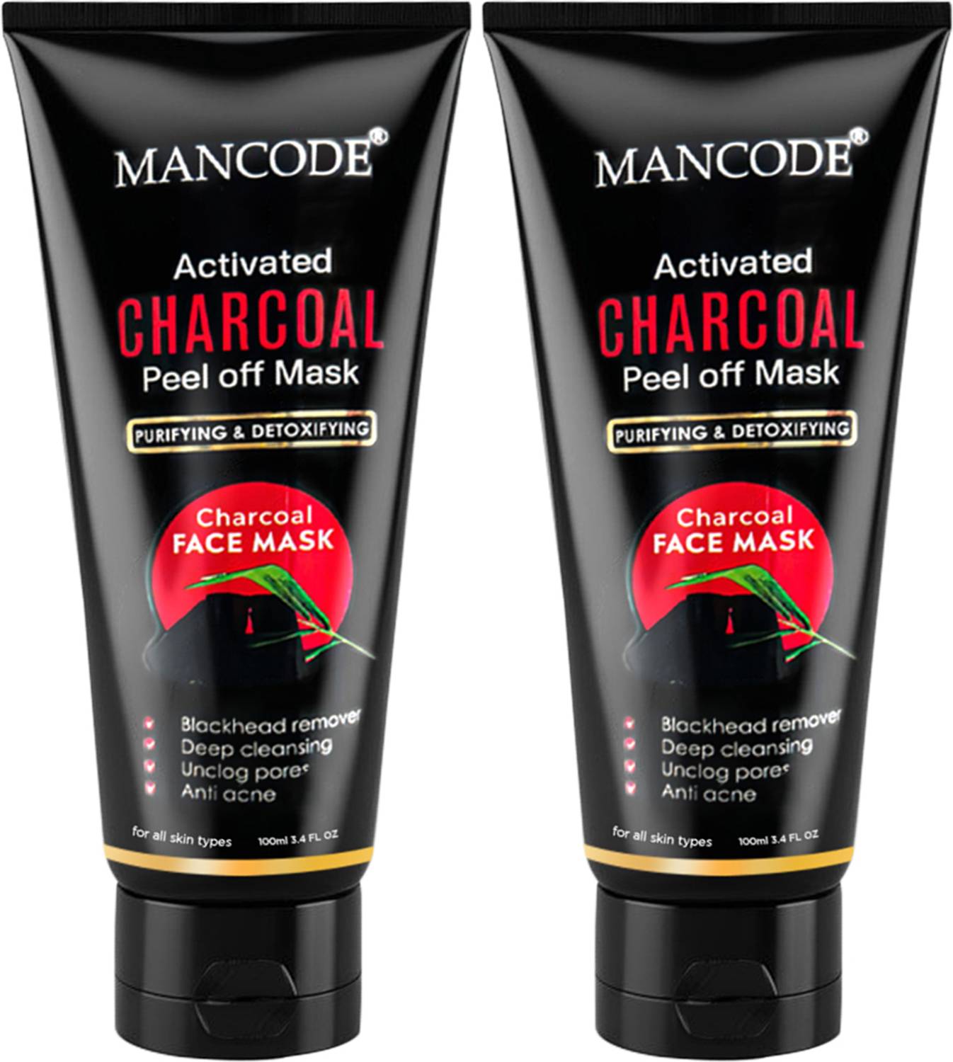 MANCODE Charcoal Peel Off Mask for Men Detoxifies Skin, Deep Clea