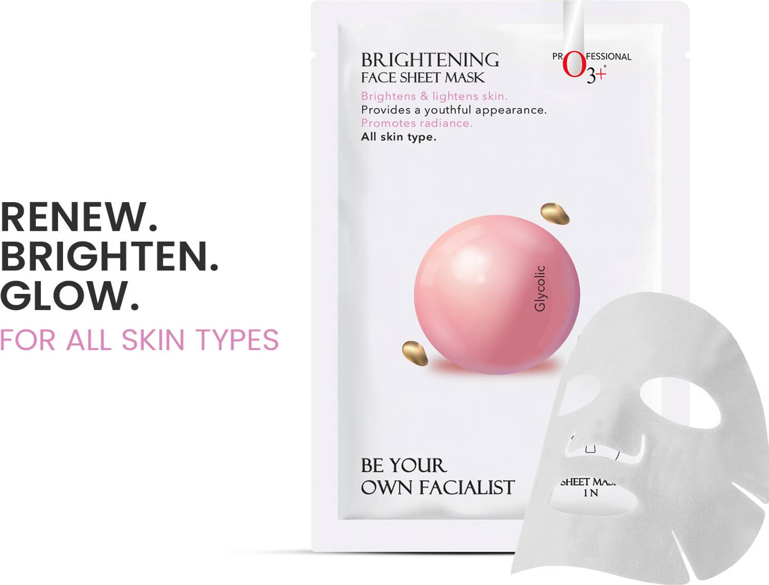 O3+ Brightening Face Sheet Mask with Glycolic Acid - Image 1