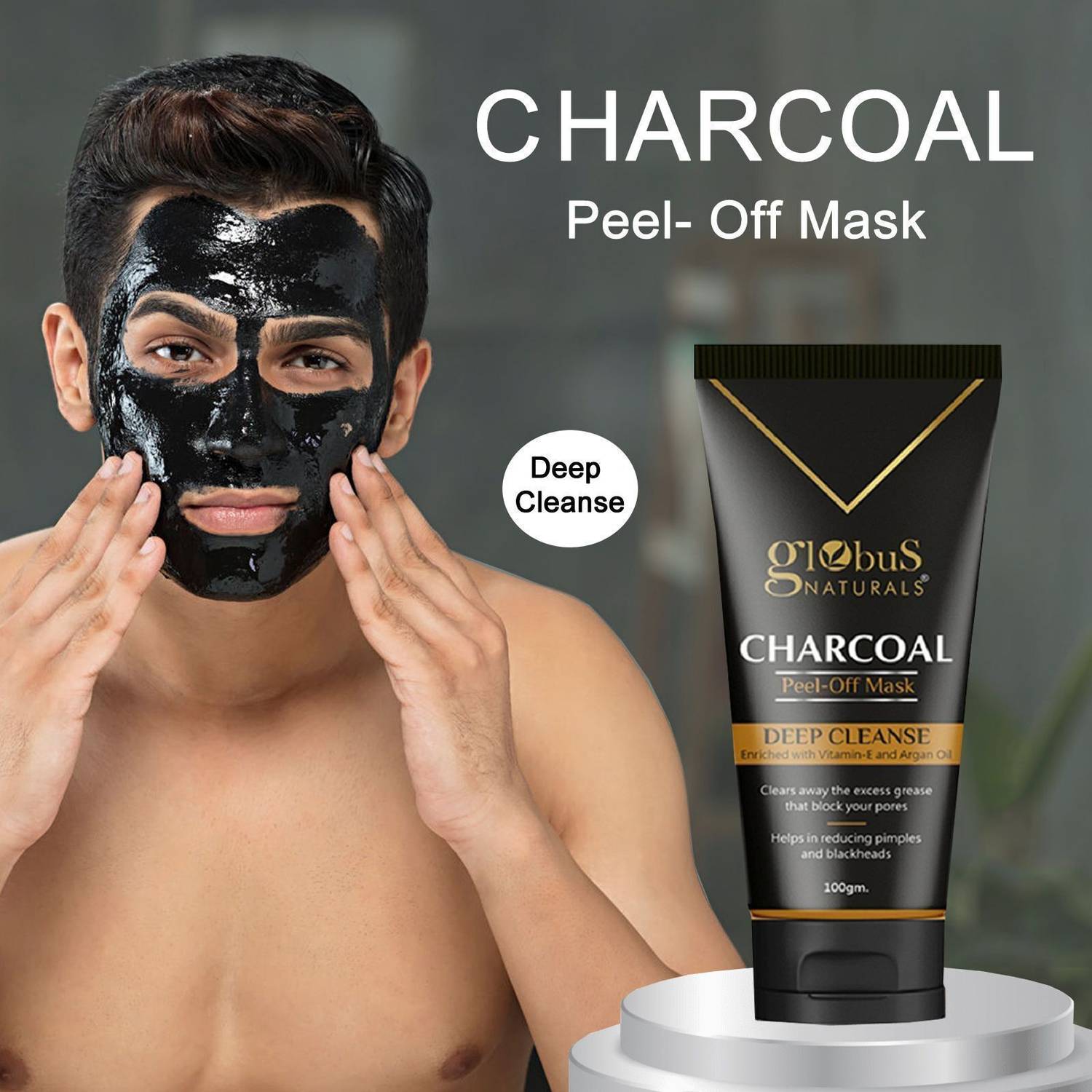 Globus Naturals Activated Charcoal Peel Off Mask for Men - Image 1