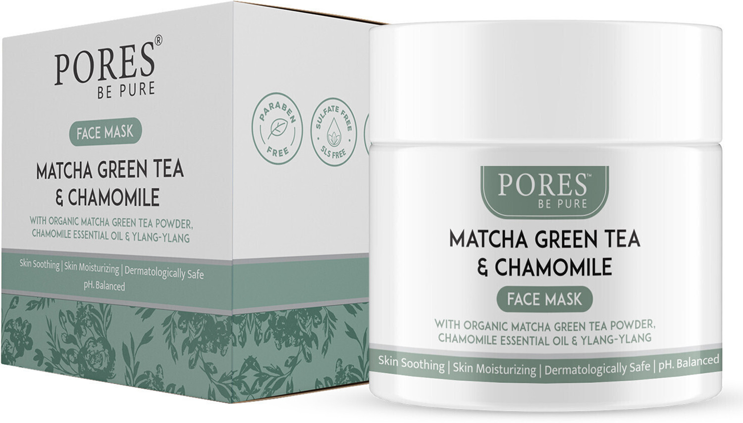 Image of PORES BE PURE Matcha Green Tea Face Pack Mask for Skin Brightening, Softening & Smoothening