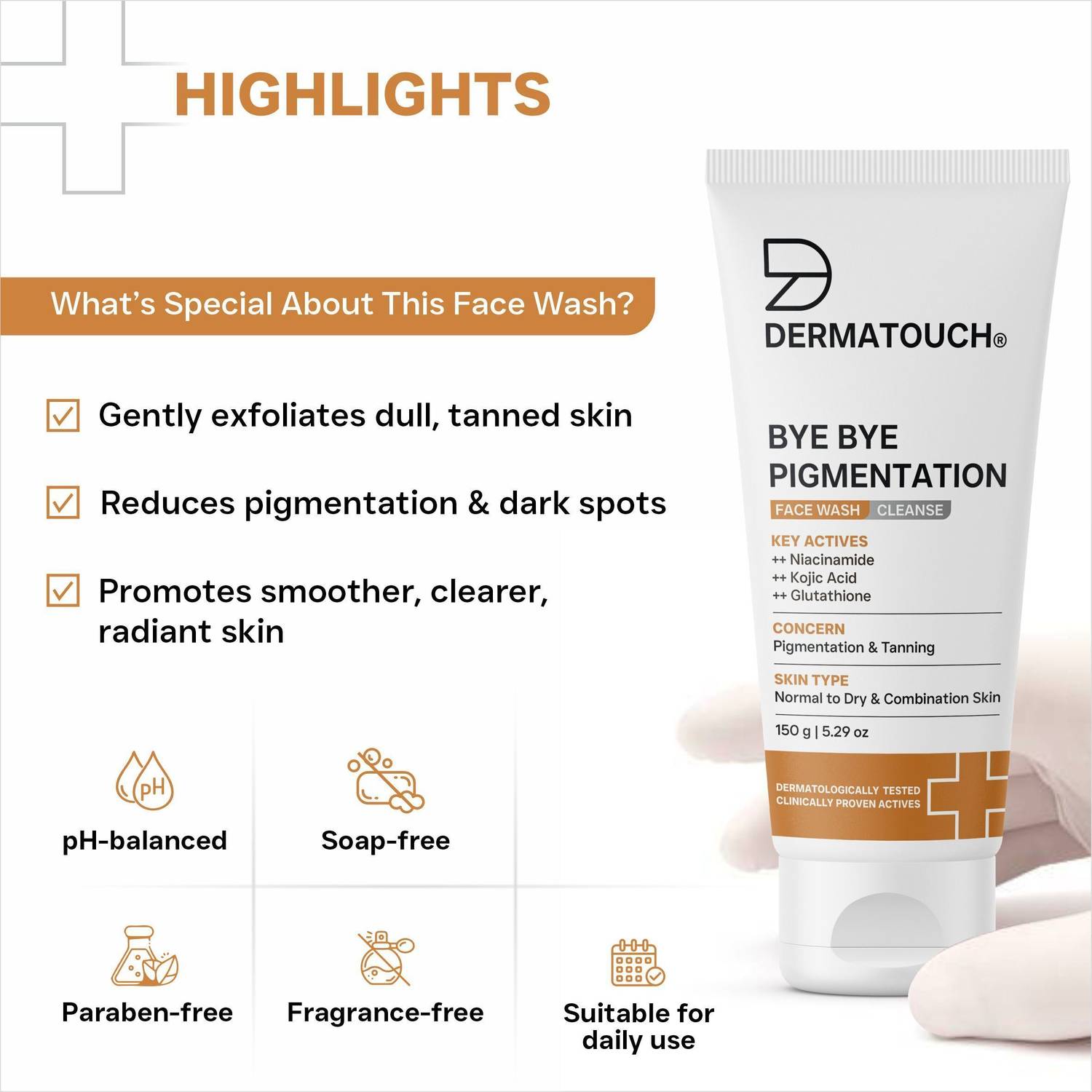 Dermatouch Bye Bye Pigmentation Face Wash 150g - Image 4