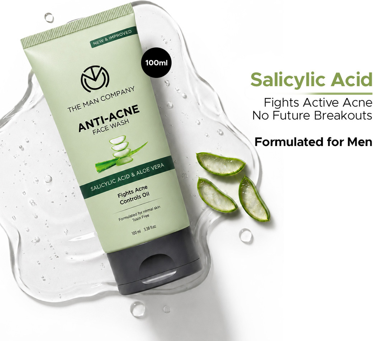 Image of THE MAN COMPANY Anti-Acne Facewash for Pimples & Blackheads Aloe Vera & Salicylic Acid Men's Face Wash