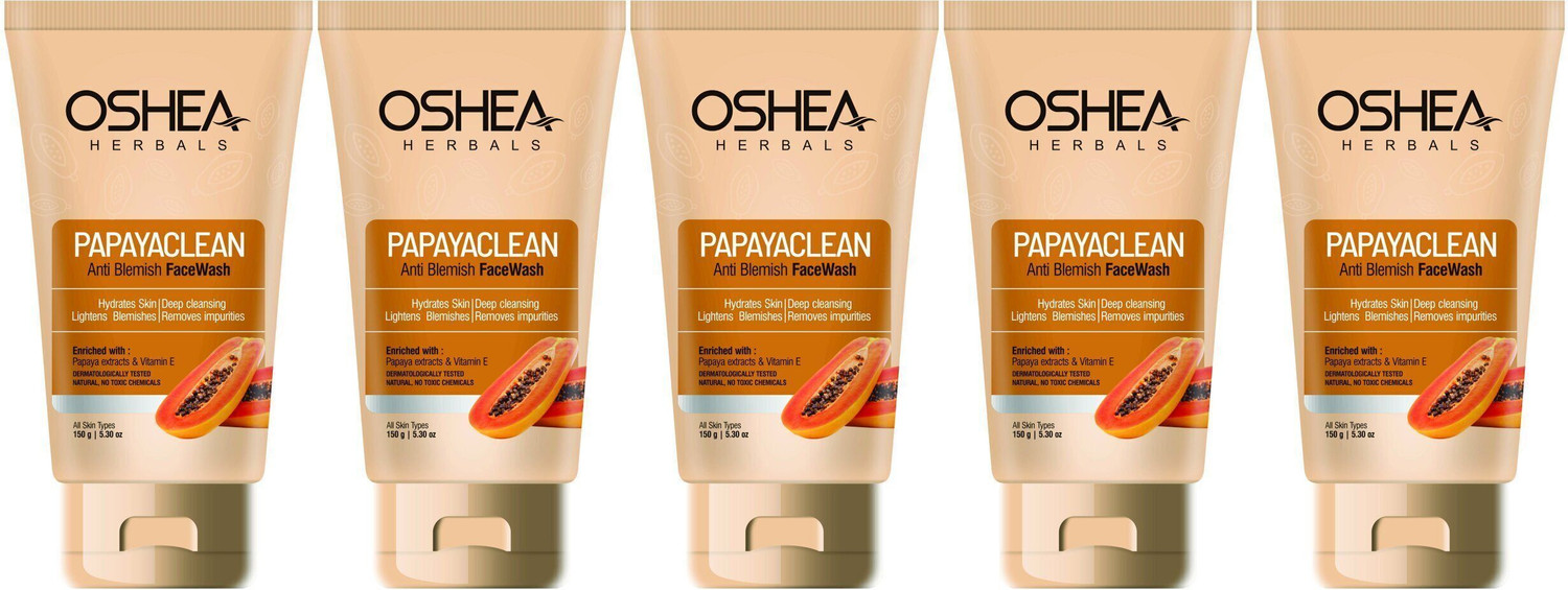 Image of Oshea Herbals Papayaclean Facewash for Deep Cleansing & Anti-Blemish Care 150gx7 Face Wash