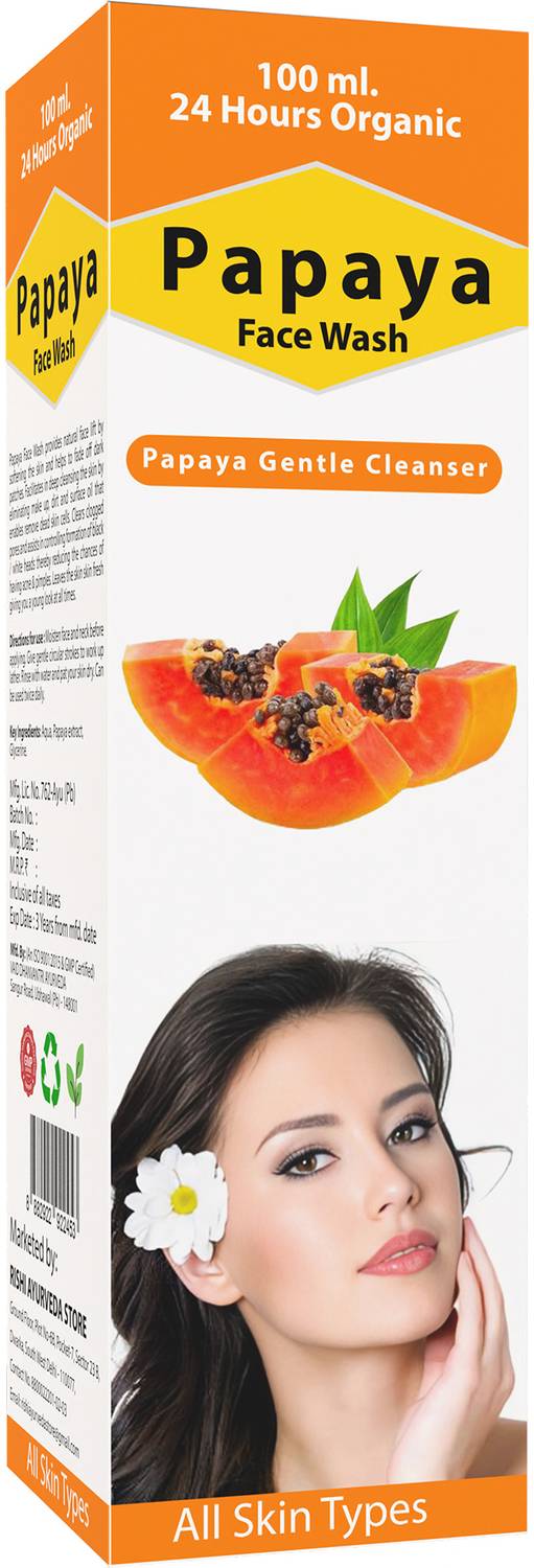 24 Hours Organic Pure Papaya  For Skin Freshness | Oil Free Look | Suitable For All Skin Type | Tan Removal | Hydrated Face Wash