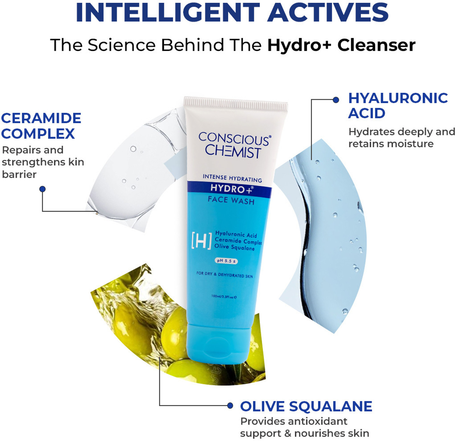 Image of Conscious Chemist Gentle Hydrating with Hyaluronic Acid | Cleanses, Revives & Maintains Skin Moisture Barrier Face Wash
