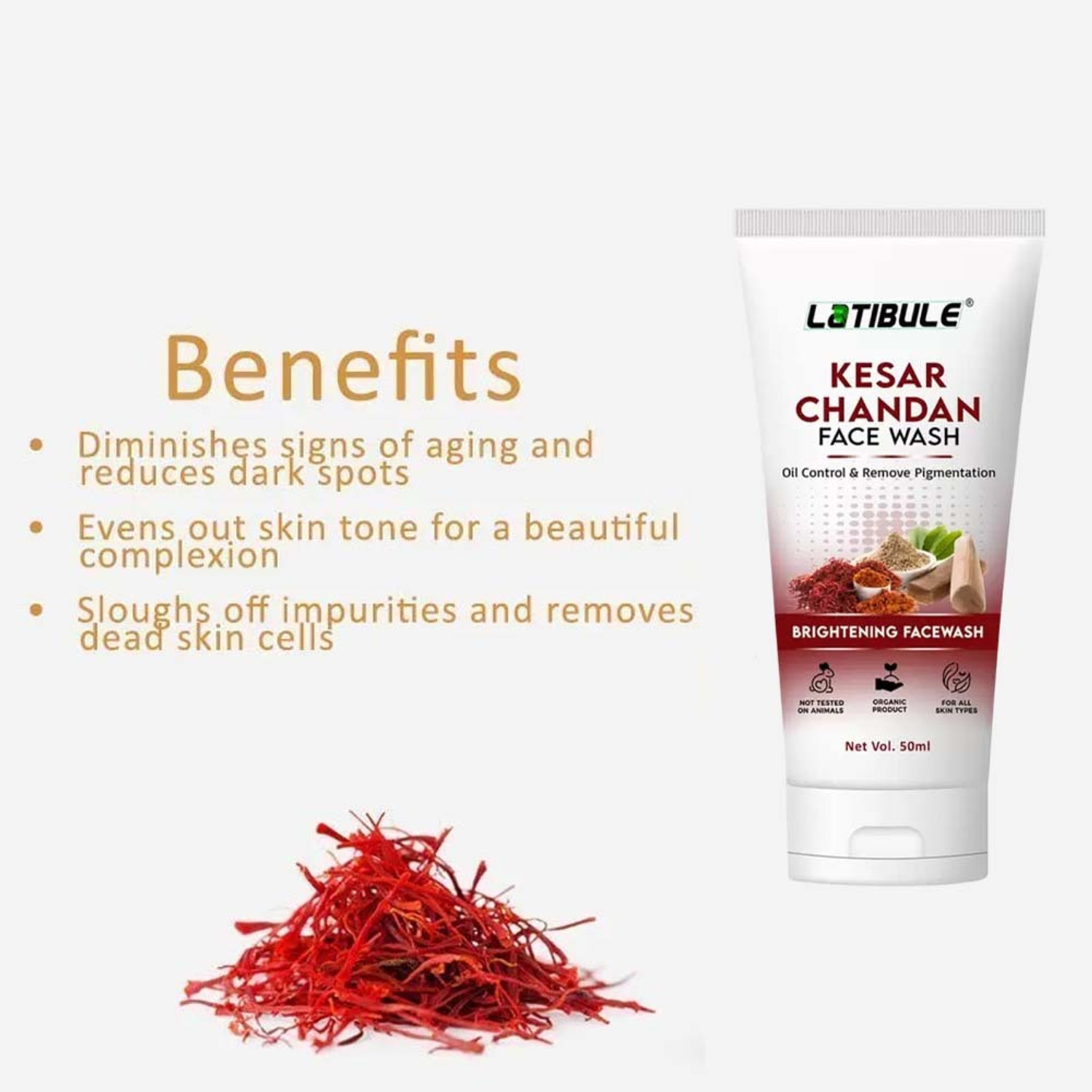 Image of Latibule Kesar with Natural Extracts for Bright & Glowing Skin | All Skin Types Face Wash