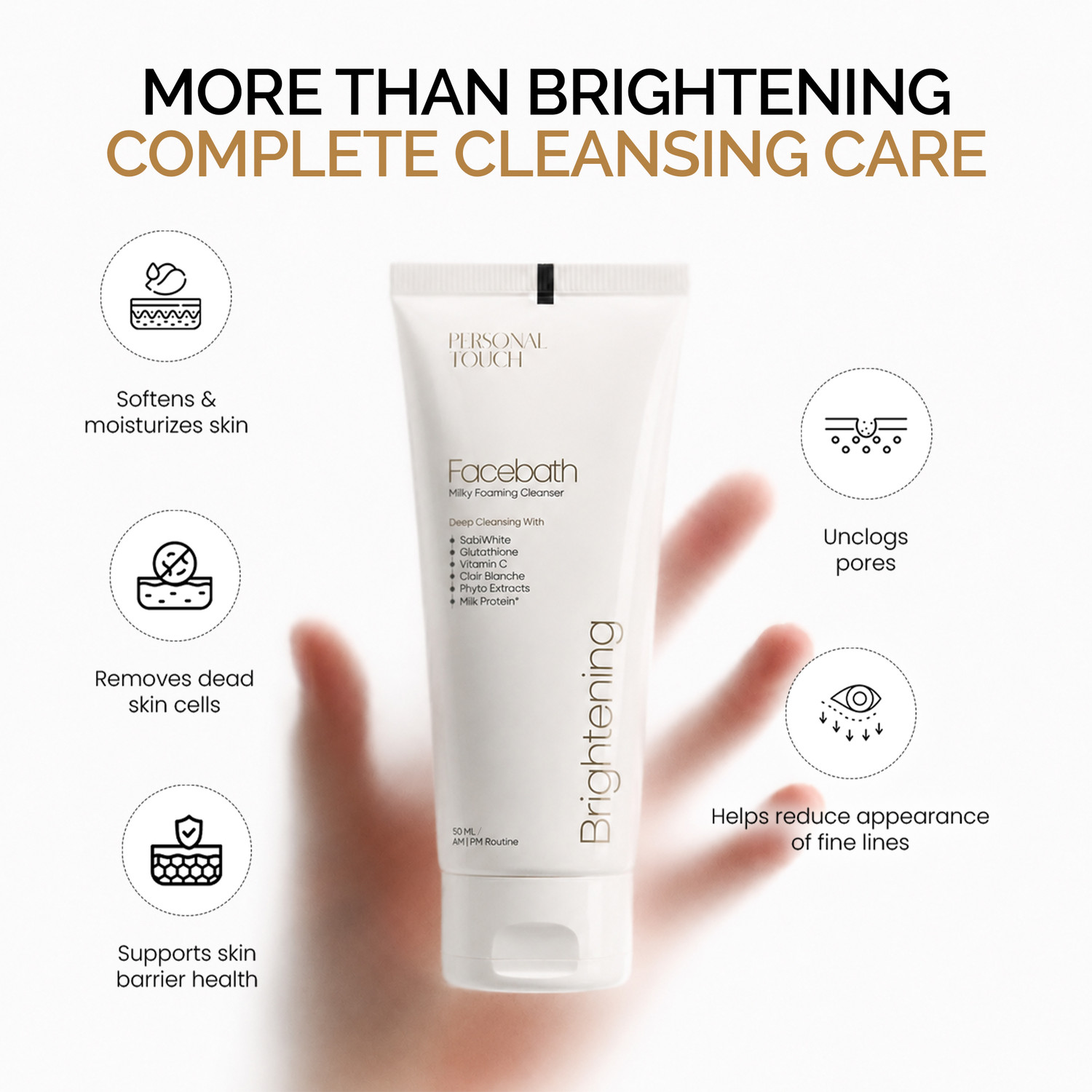 Image of PERSONAL TOUCH SKINCARE Deep Cleansing Facebath Oil Control with Glutathione, Niacinamide and Sabi-White Face Wash