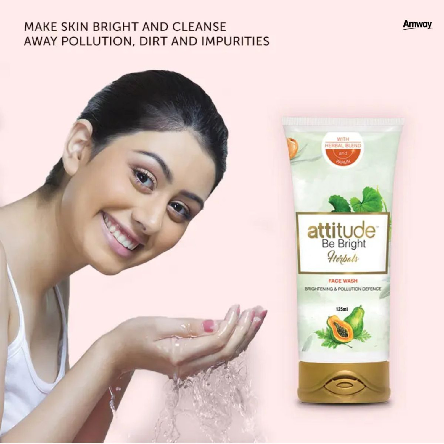 Image of Amway Attitude Be Bright Herbals Herbal Radiant Face Cleanser for Soft Skin Face Wash