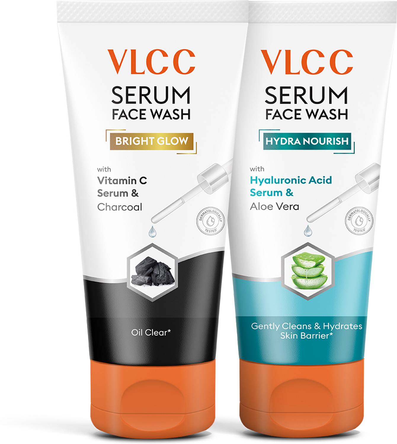 VLCC Vitamin C & Charcoal Serum Facewash for Oil Control Hyaluronic Acid & Aloe Vera Face Wash