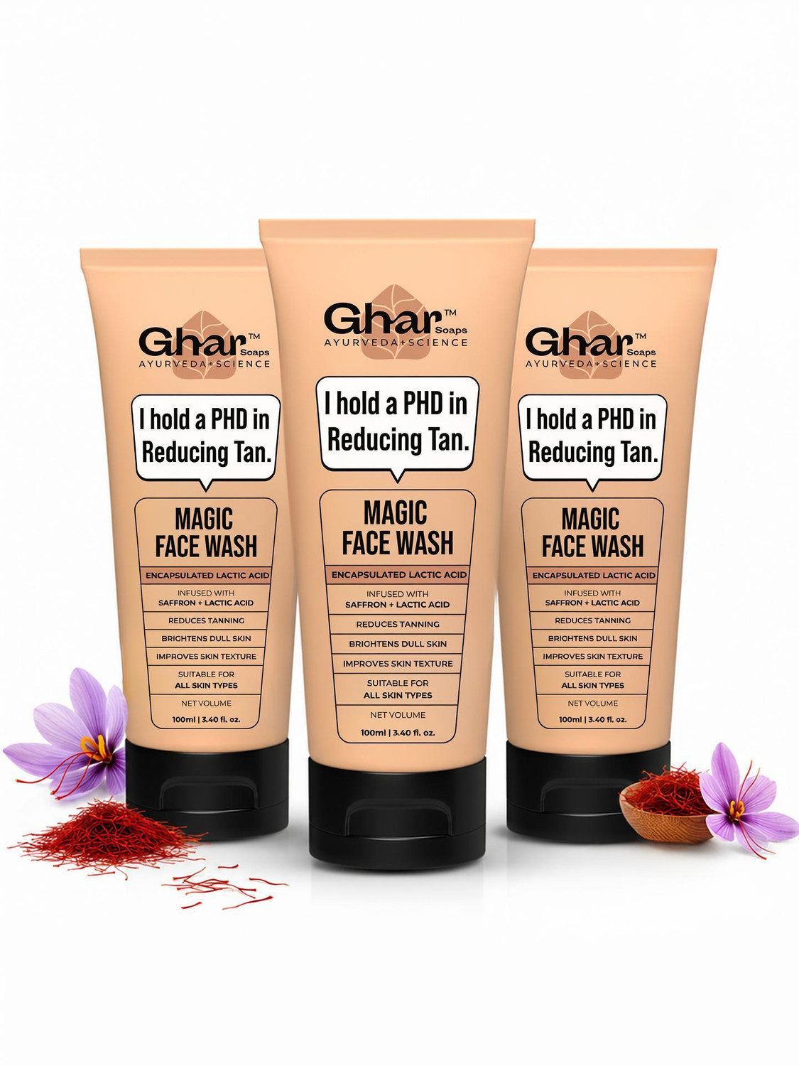 Ghar Soaps Magic Face wash | Tan Removal, Skin Brightening & Radiant Glow Face Wash