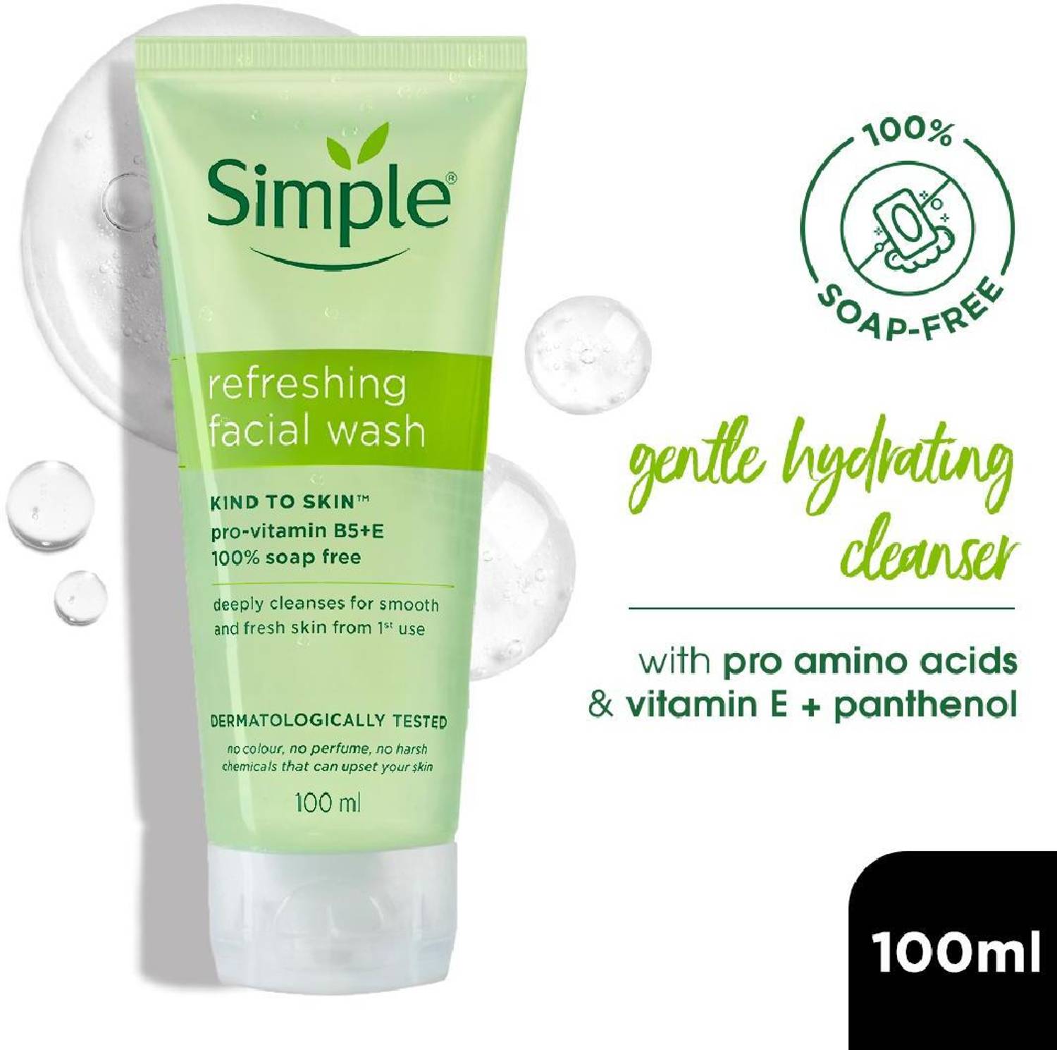 Simple Kind to Skin Refreshing Facial Wash 100ml - Image 2