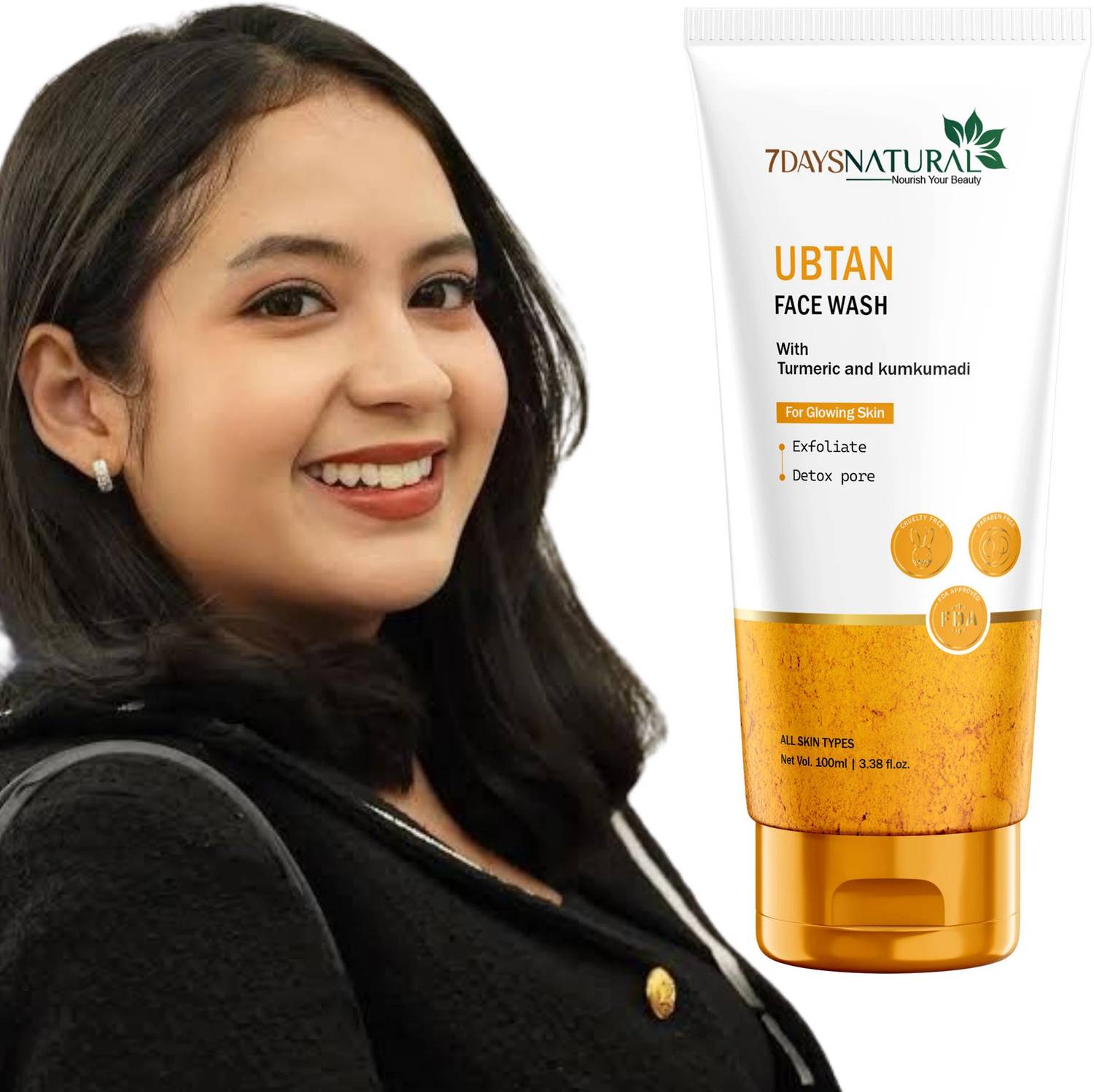 7days natural Ubtan For Bright Glowing Skin with Turmeric for Acne & Tan Removal Face Wash