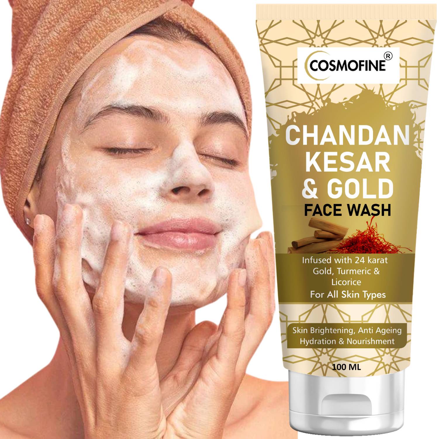 cosmofine Chandan Kesar Gold Face Wash - Image 1
