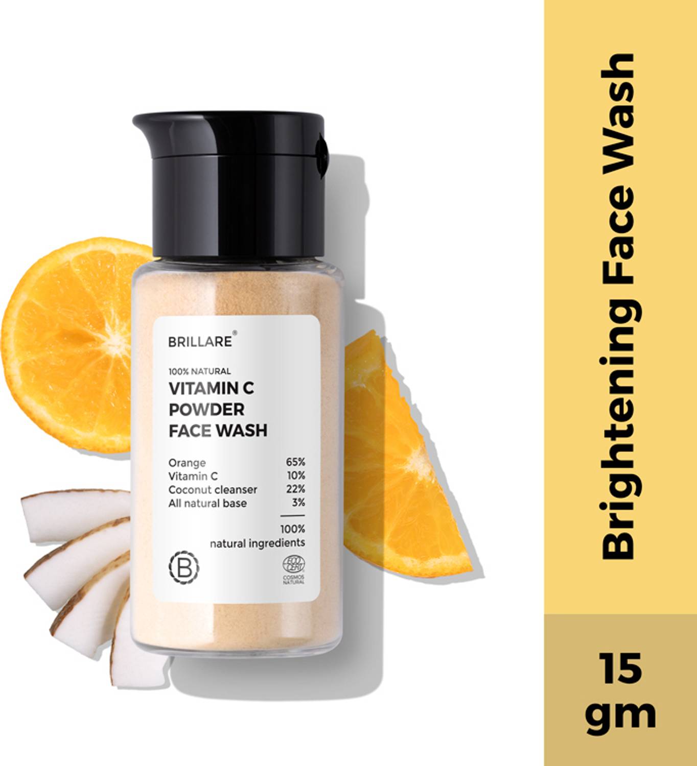 BRILLARE Vitamin C Powder  for Glowing Skin | Gentle Exfoliation Zero Chemicals Face Wash