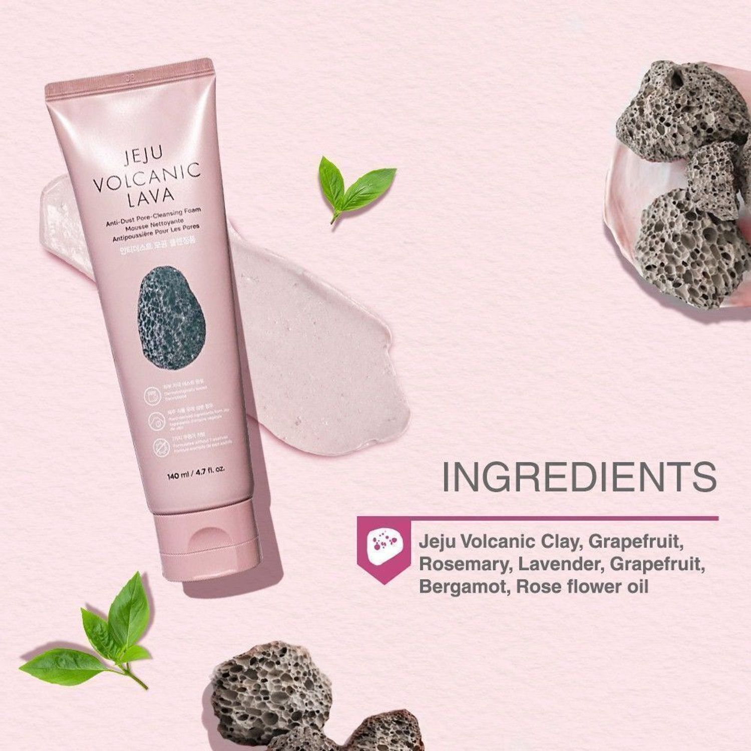 Image of The Face Shop Jeju Volcanic Lava Anti Dust Cleansing Foam,for pore care & blackhead cleansing Face Wash