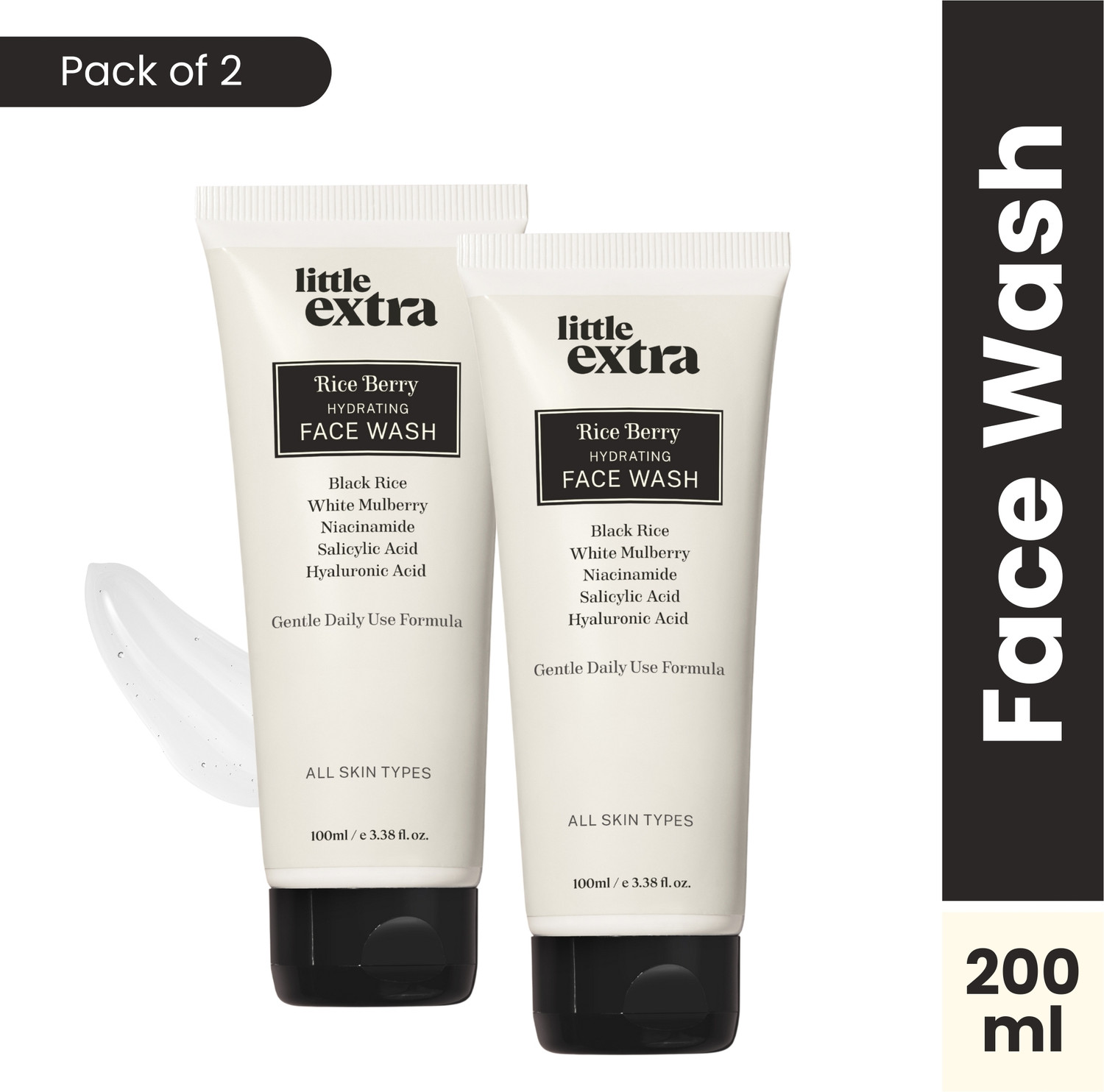 Image of Little Extra Rice Berry for Bright Glowing Skin, Daily Use, Mild and Gentle, Hyaluronic Acid, Salicylic Acid, Niacinamide, Sulfate-Free, Men & Women - All Skin Types Face Wash