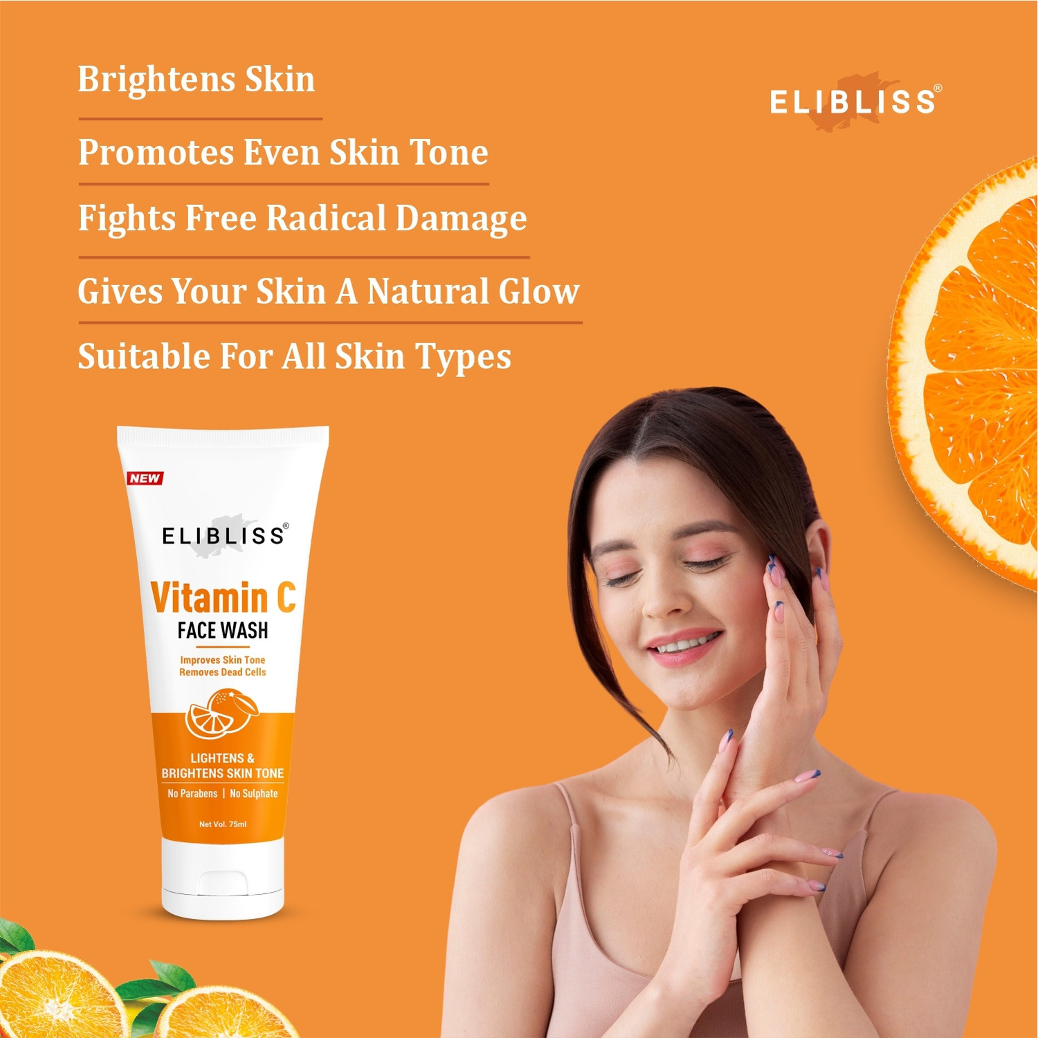 Image of ELIBLISS Vitamin C For Skin Brightening, Face Glow And Deep Cleansing Face Wash