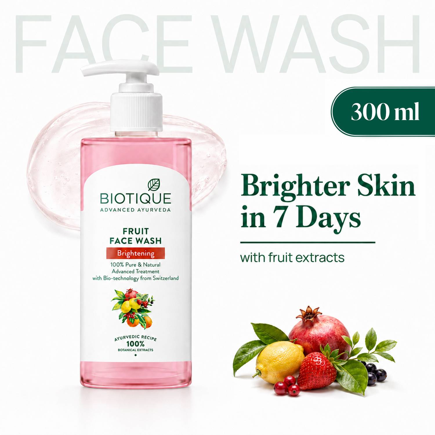 BIOTIQUE Fruit Brightening Face Wash 300 ml - Image 1