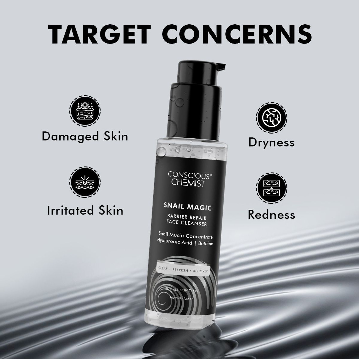 Image of Conscious Chemist Snail Mucin Cleanser | Barrier Repair | Hydrating | Hyaluronic Acid Face Wash