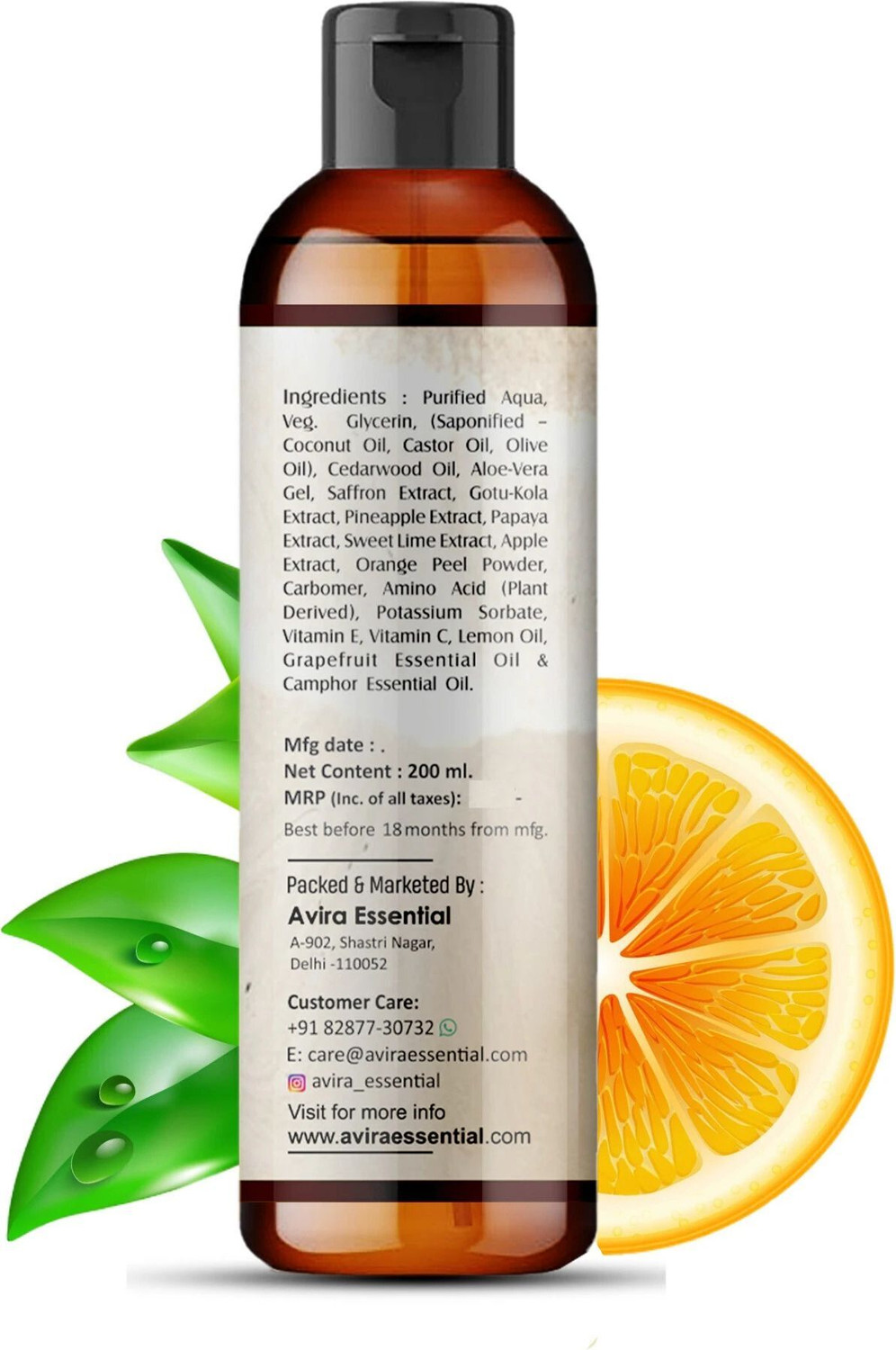 Image of Avira Essential Vitamin C Saffron Cleanser 5% Niacinamide| Skin Brightening, Glow & Tan Removal Face Wash