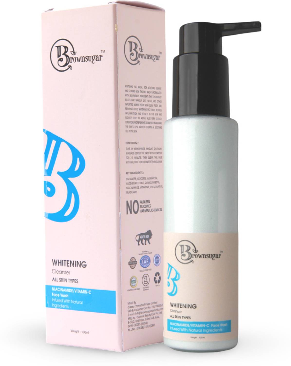 Brownsugar Gentle Face Cleanser for Instant Brightness with Niacinamide & Vitamin C | Non irritating Formula | Fights Dark Spots & Dull Skin | For All Skin Types Face Wash