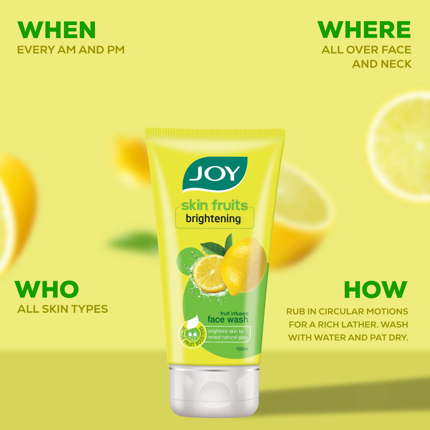 Image of Joy Facewash Combo with Brightening Lemon Face Wash 150ml & Spots & Tan Removing Papaya Face Wash 150ml