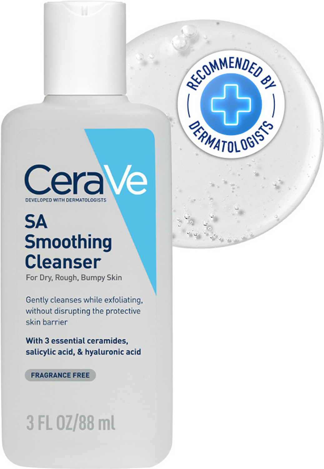 Image of CeraVe SA Smoothing Cleanser For Dry, Rough & Bumpy Skin,Salicylic Acid & Ceramides Face Wash