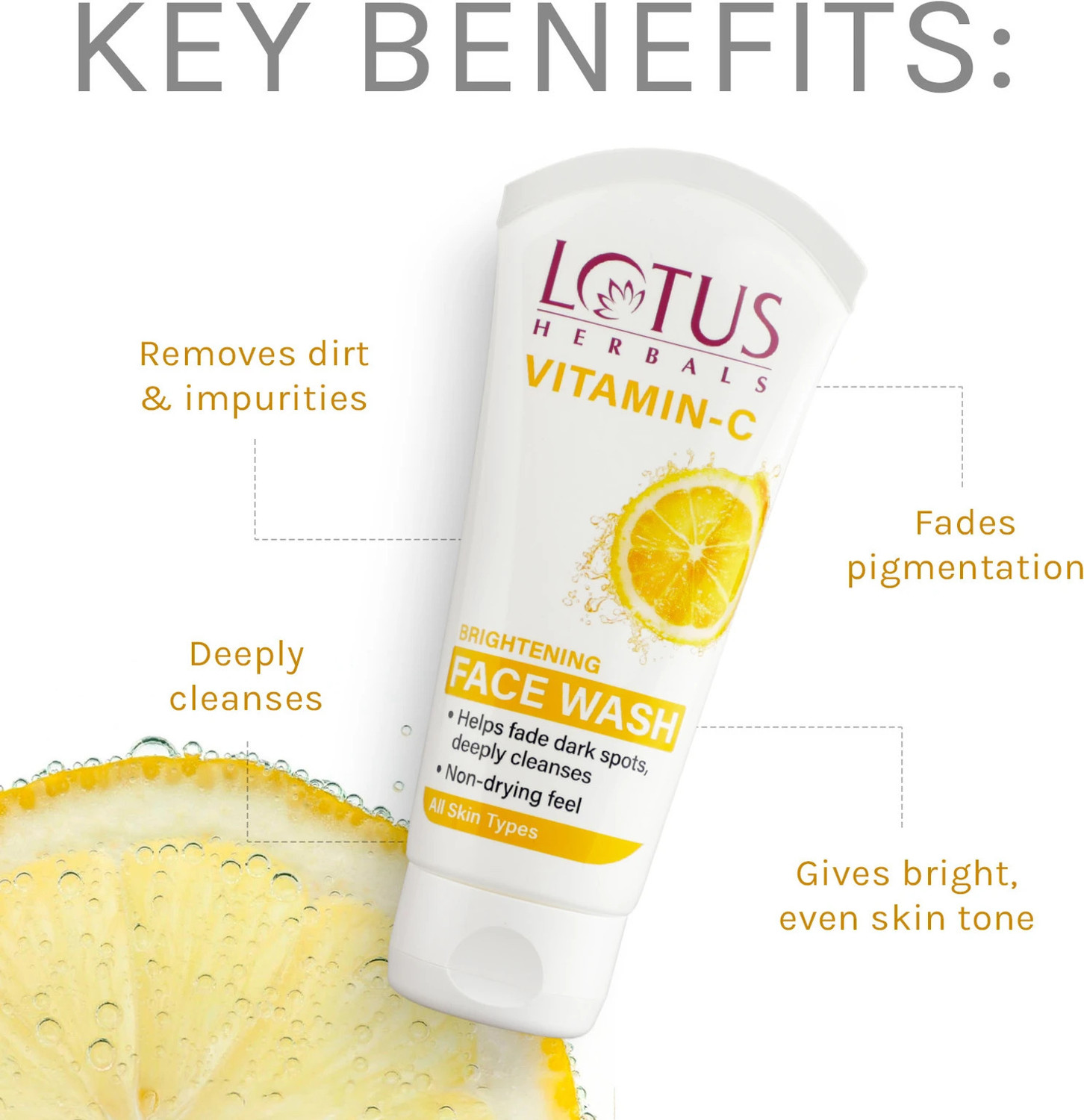 Image of LOTUS HERBALS Vitamin C Brightening , Helps reduce dullness & fade pigmentation Face Wash