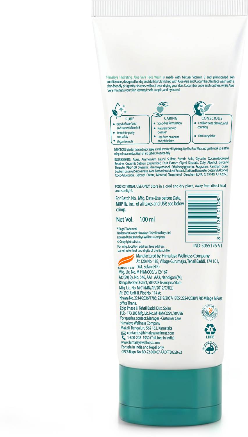 Himalaya Aloe Vera & Vitamin E Face Wash 100ml - Image 2