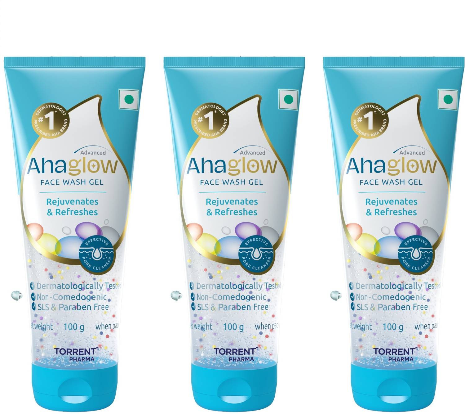 ahaglow Advanced Gel,100 g x Pack of 3 Face Wash