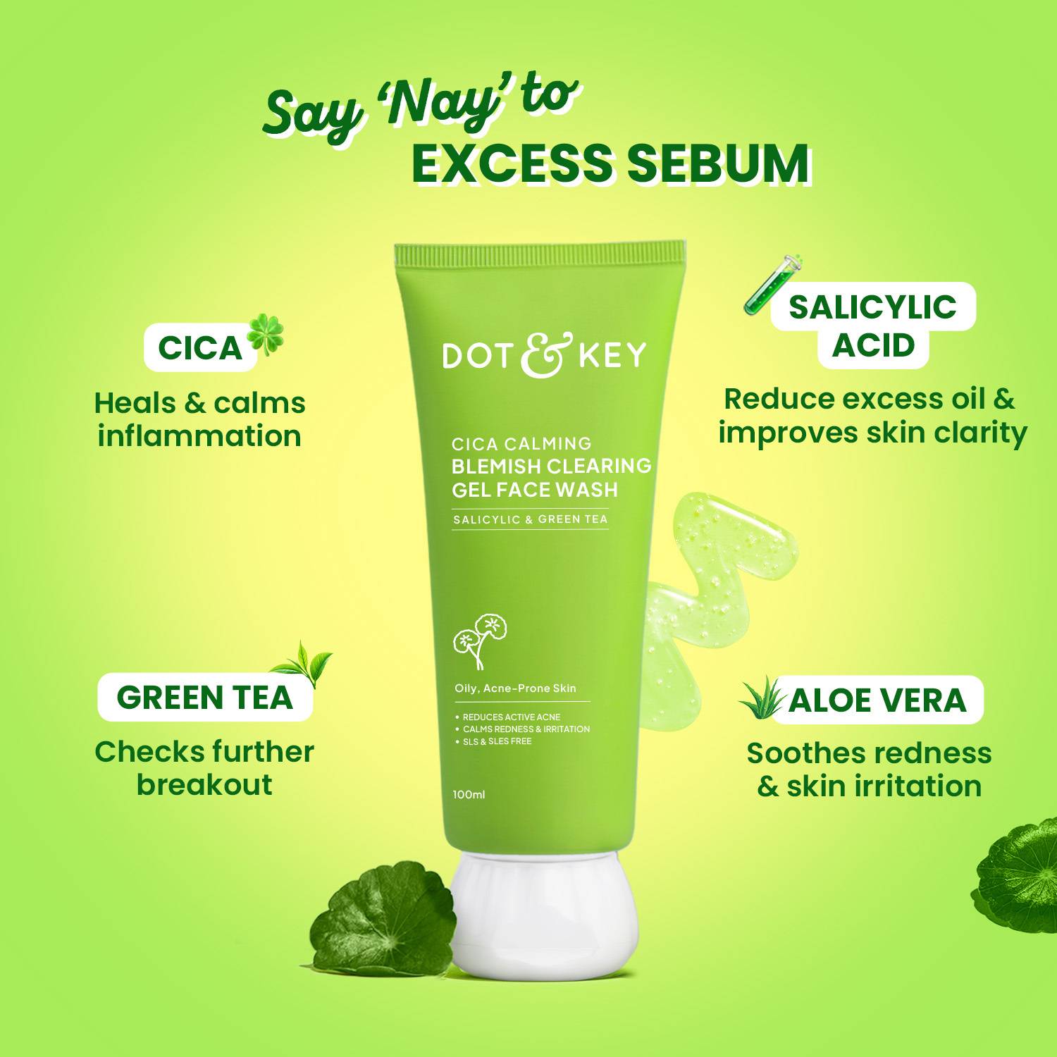 Dot & Key Cica Calming Blemish Clearing Gel Face Wash 175ml - Image 4