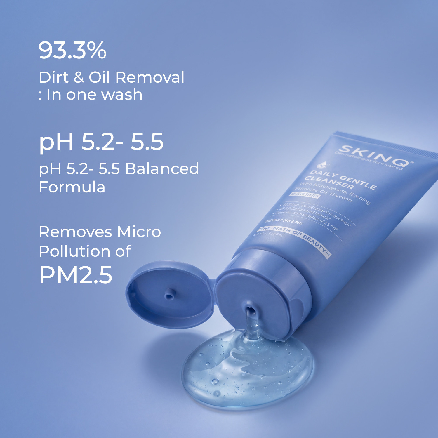 Image of SKINQ Daily Gentle Cleanser with Evening Primrose Oil, Niacinamide & Glycerin | Removes Oil & Dirt | For All Skin Types | 100ml Face Wash