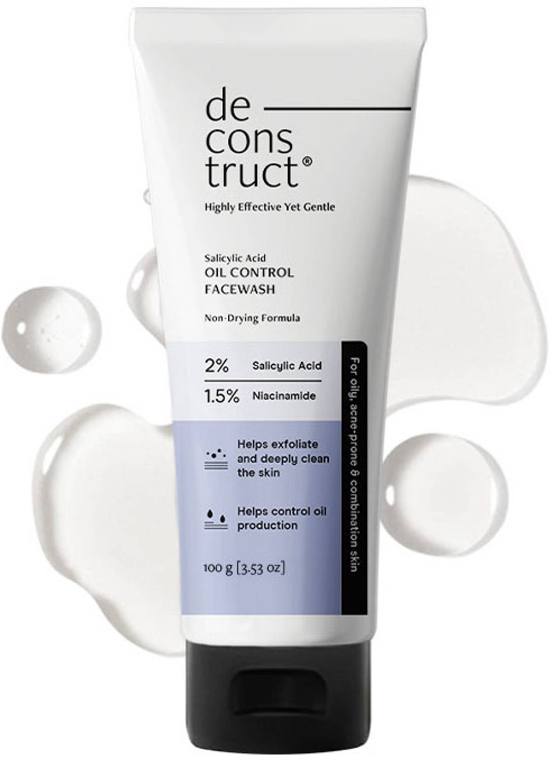 Deconstruct Salicylic Acid + Niacinamide for Oil Control & Acne-Prone Skin Face Wash