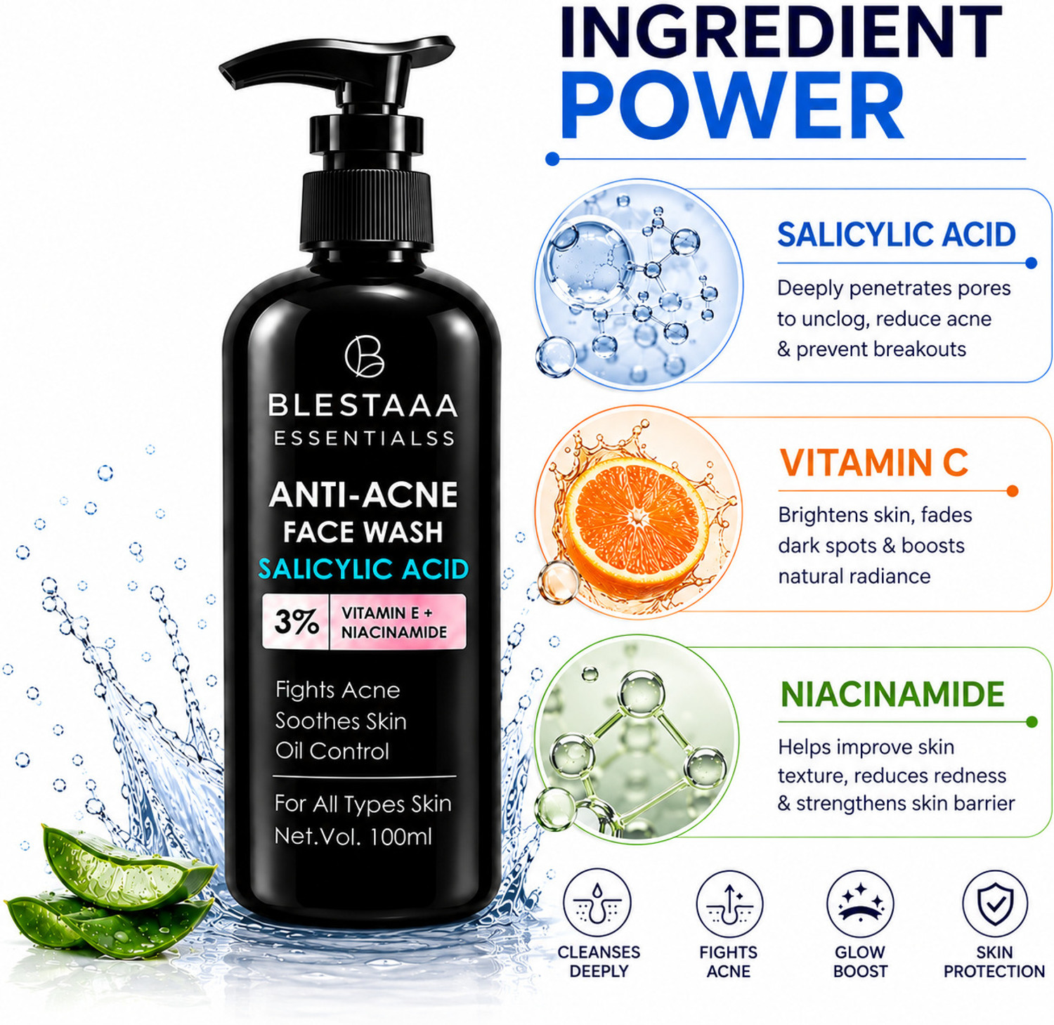 Image of blestaaa essentialss 2% Salicylic Acid for Acne-Prone Skin & Pore Cleansing Face Wash
