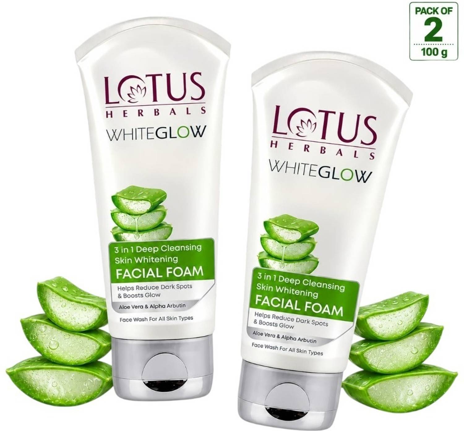 LOTUS WhiteGlow 3-In-1 Deep Cleansing Skin Whitening Facial Foam Face Wash