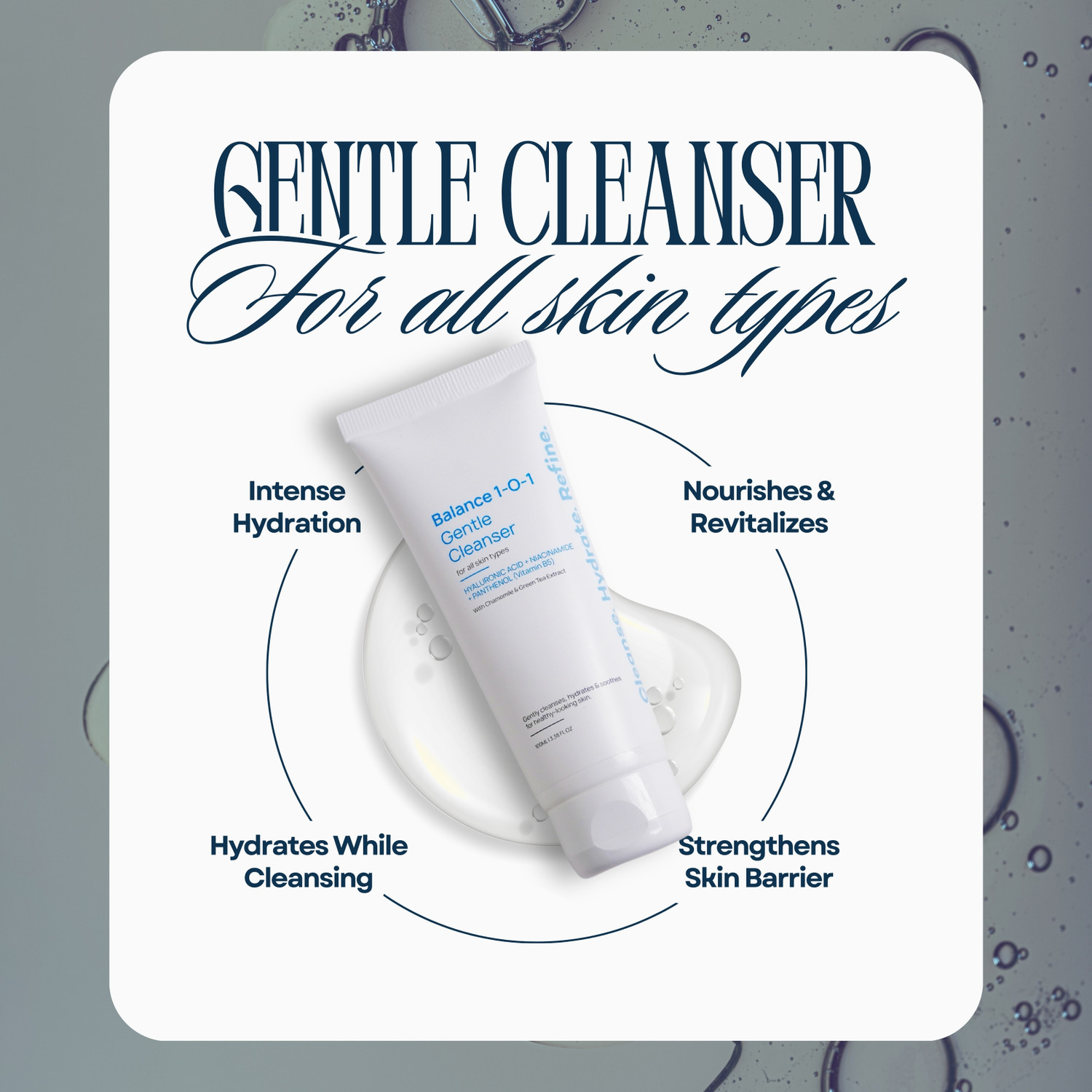 Image of SAYY Balance 1-O-1 Gentle Hydrating Face Cleanser with Niacinamide & Hyaluronic Acid Face Wash