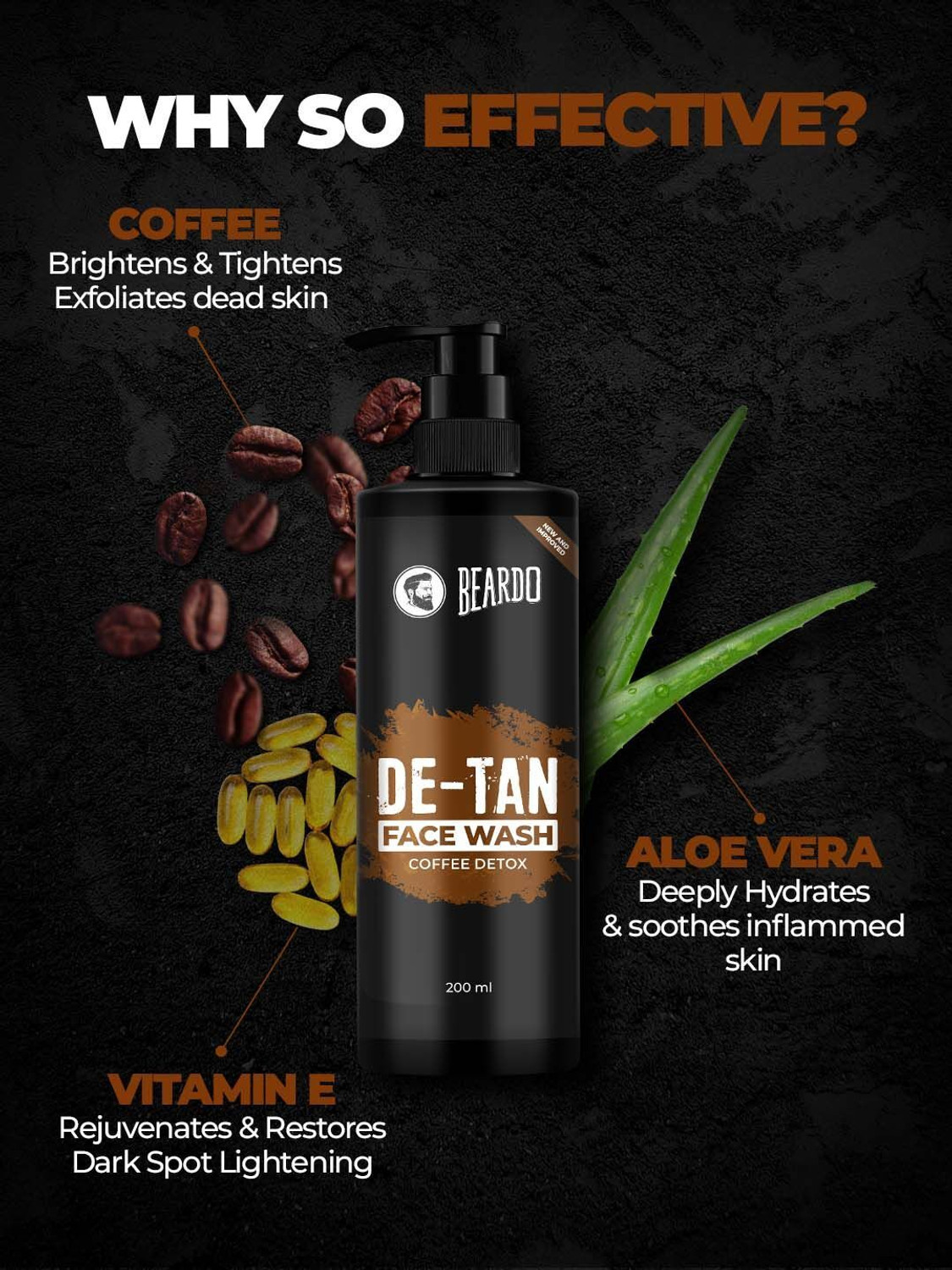 Image of BEARDO De-Tan Facewash For Men, 200 ml | Tan Removal Facewash for Men | Oil Control Face Wash