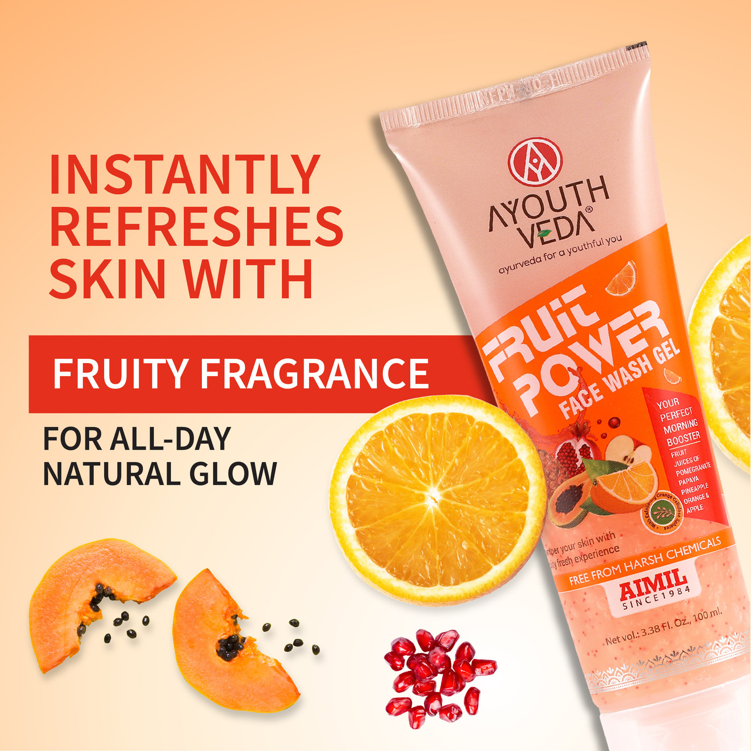 Image of AYOUTHVEDA Fruit Gel | Pamper Your Skin With Vitamin A, C & Anti-Oxidents Face Wash